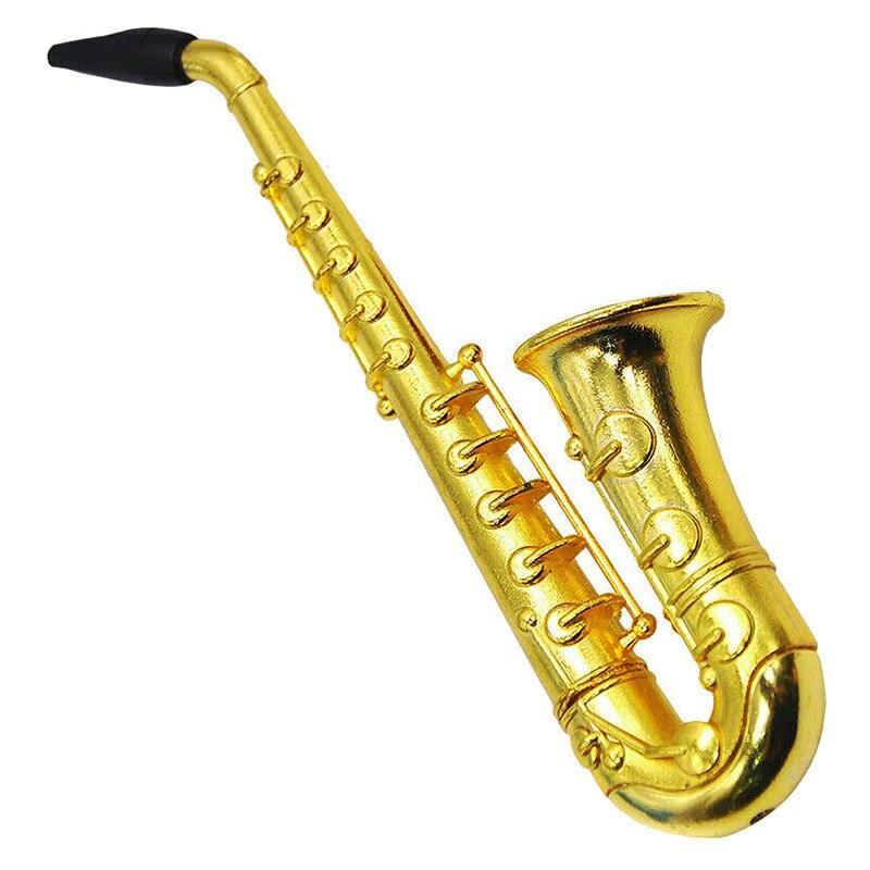 Unique Saxophone-Shaped Alloy Smoking Pipe - Portable 97mm Metal Tobacco Pipe for Hookah | Compact & Lightweight Design for Travel, Outdoor Use & Gifts
