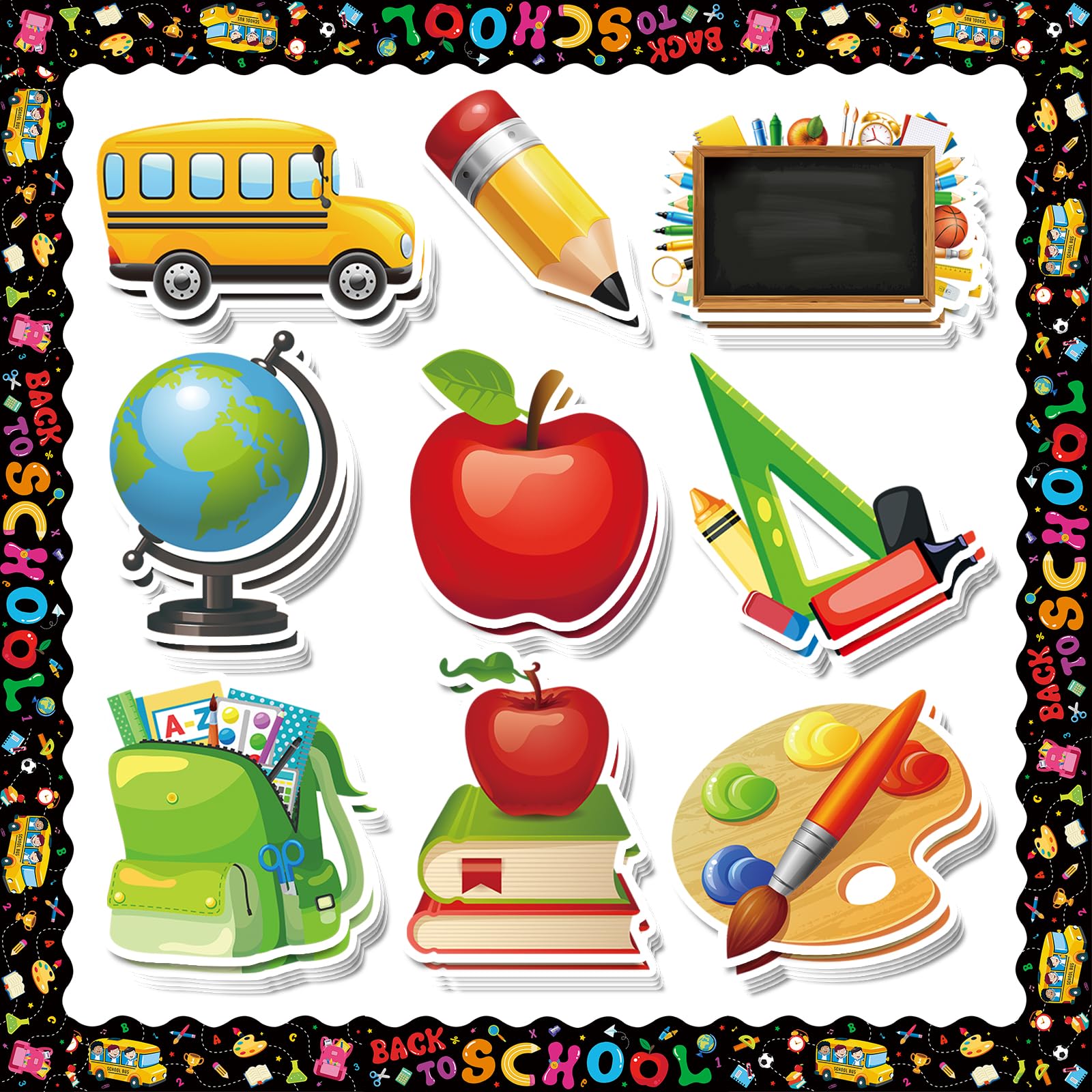 84-Piece Back to School Bulletin Board Decor Set - First Day of School Cutouts & Borders - Classroom Party Supplies for Teachers & Students - Perfect for School Open House, Classroom Decorations & Welcome Back Events