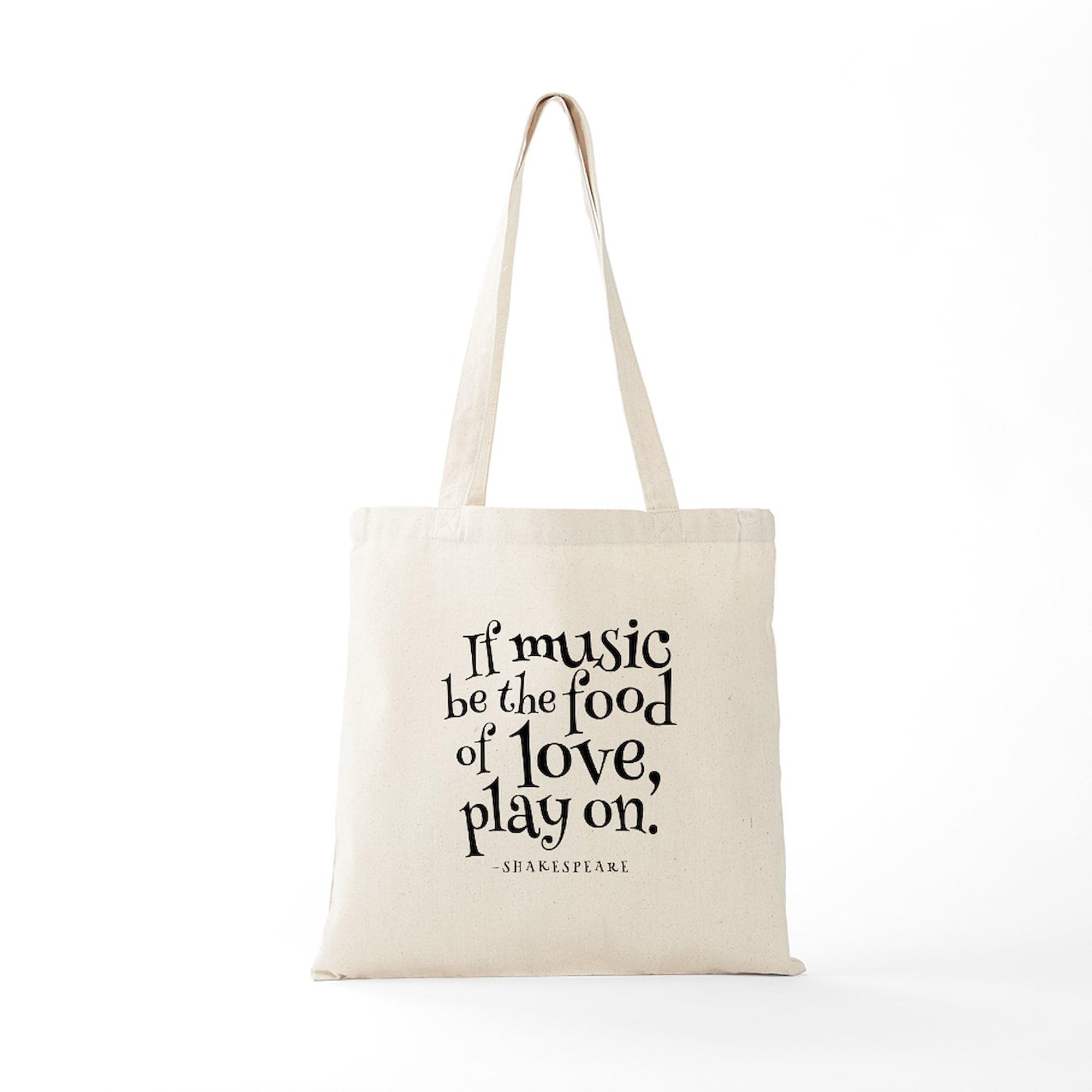 Eco-Friendly If Music Be The Food Of Love Canvas Tote Bag - Reusable Grocery Shopping Bag for Music Lovers, Perfect for Concerts, Beach Trips & Daily Errands