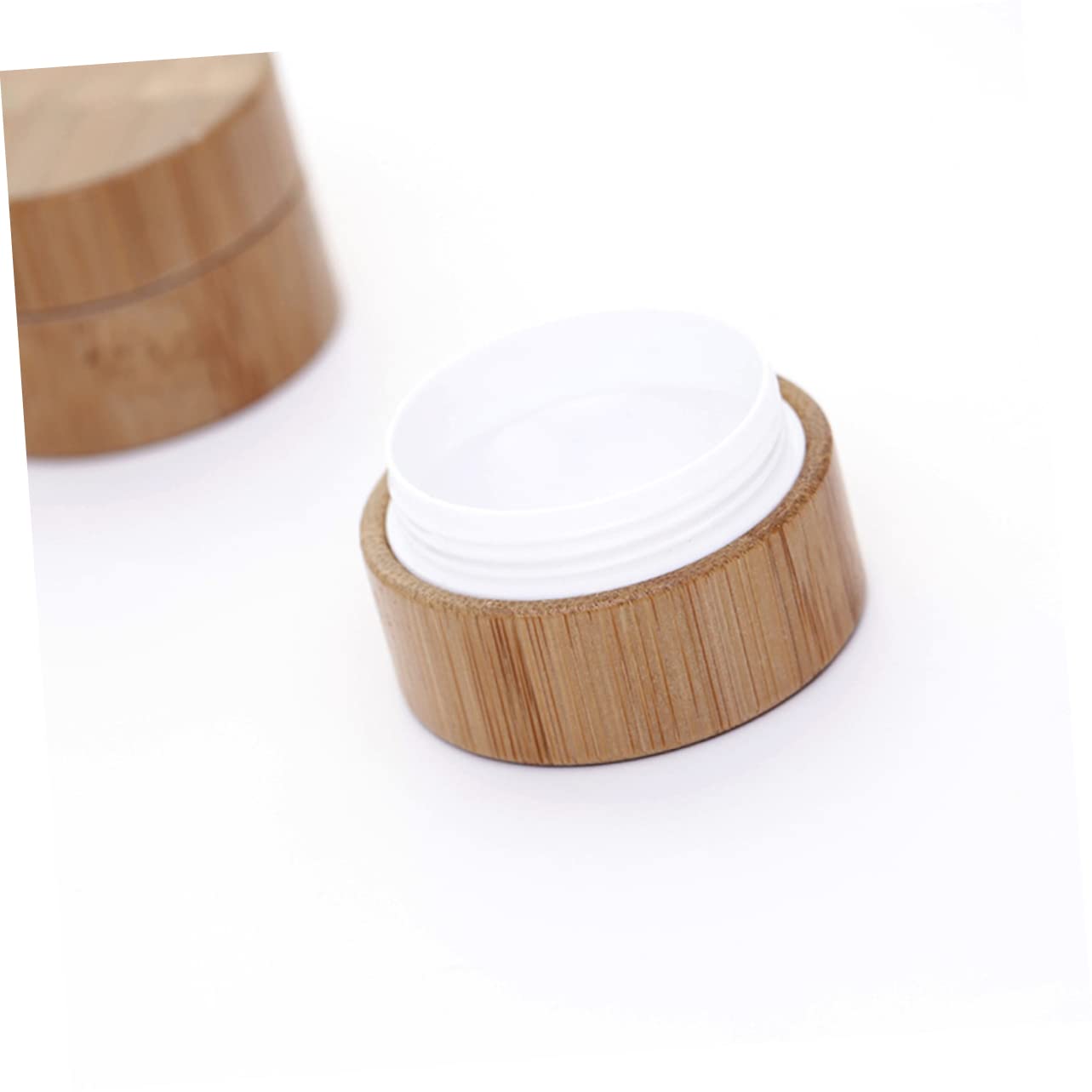 Minkissy 1pc Refillable Wooden Makeup Powder Case with Glass Container & Puff - Empty Cosmetic Jar for Cream, Loose Powder, Terrarium - Compact Travel-Friendly Design for Home & On-the-Go Use