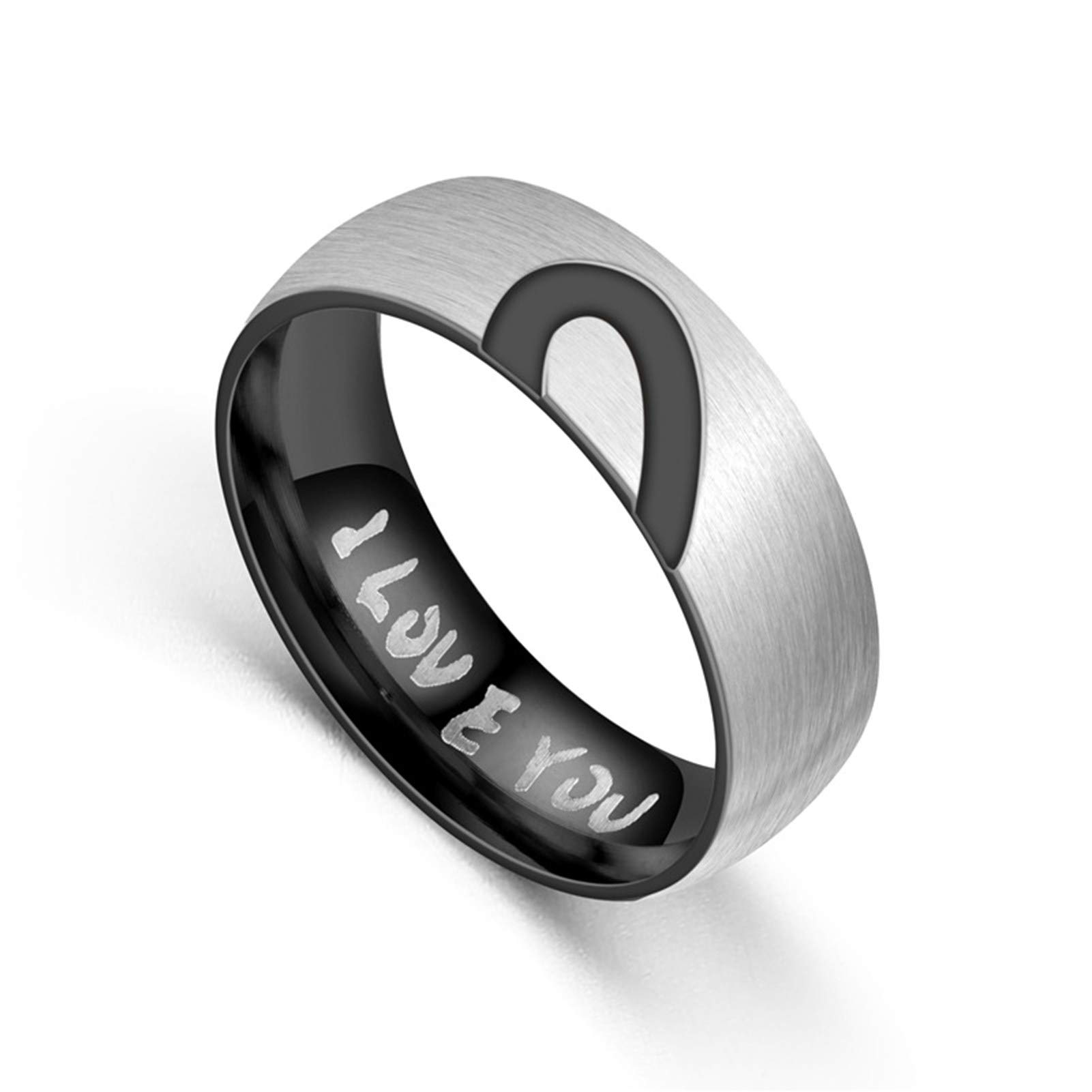 maiduoduo01 I LOVE YOU Letter Heart Shape Engagement Ring - Simple Couple Wedding Band Jewelry for Women & Men - Perfect for Proposals, Anniversaries, Valentine's Day Gifts