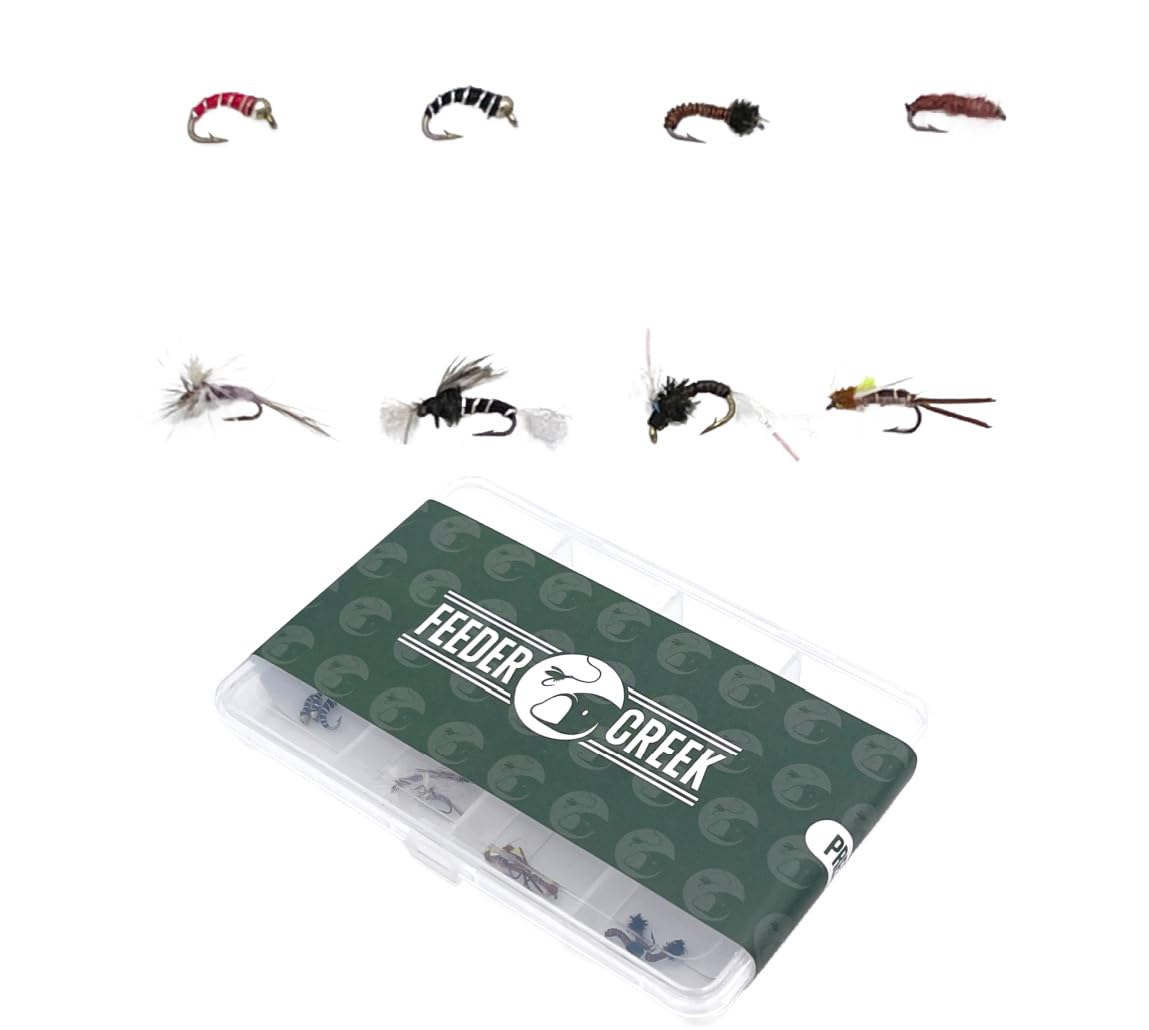 Premium 24-Piece Midge Fly Fishing Assortment - 8 Wet & Dry Fly Patterns in Sizes 18, 20, 22 with Durable Fly Box - Perfect Starter Kit for Beginner Fly Anglers - Ideal for Trout, Panfish & Small Stream Fishing