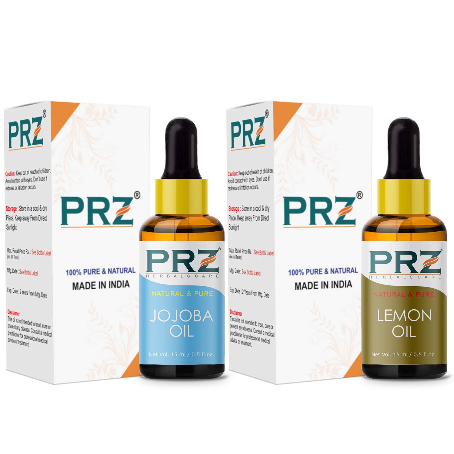 100% Pure Cold Pressed Jojoba Oil & Lemon Essential Oil Combo - 15ML Each | Natural Therapeutic Grade for Aromatherapy, Massage, Skin & Hair Care | Perfect for DIY Beauty Products, Relaxation & Home Spa Treatments