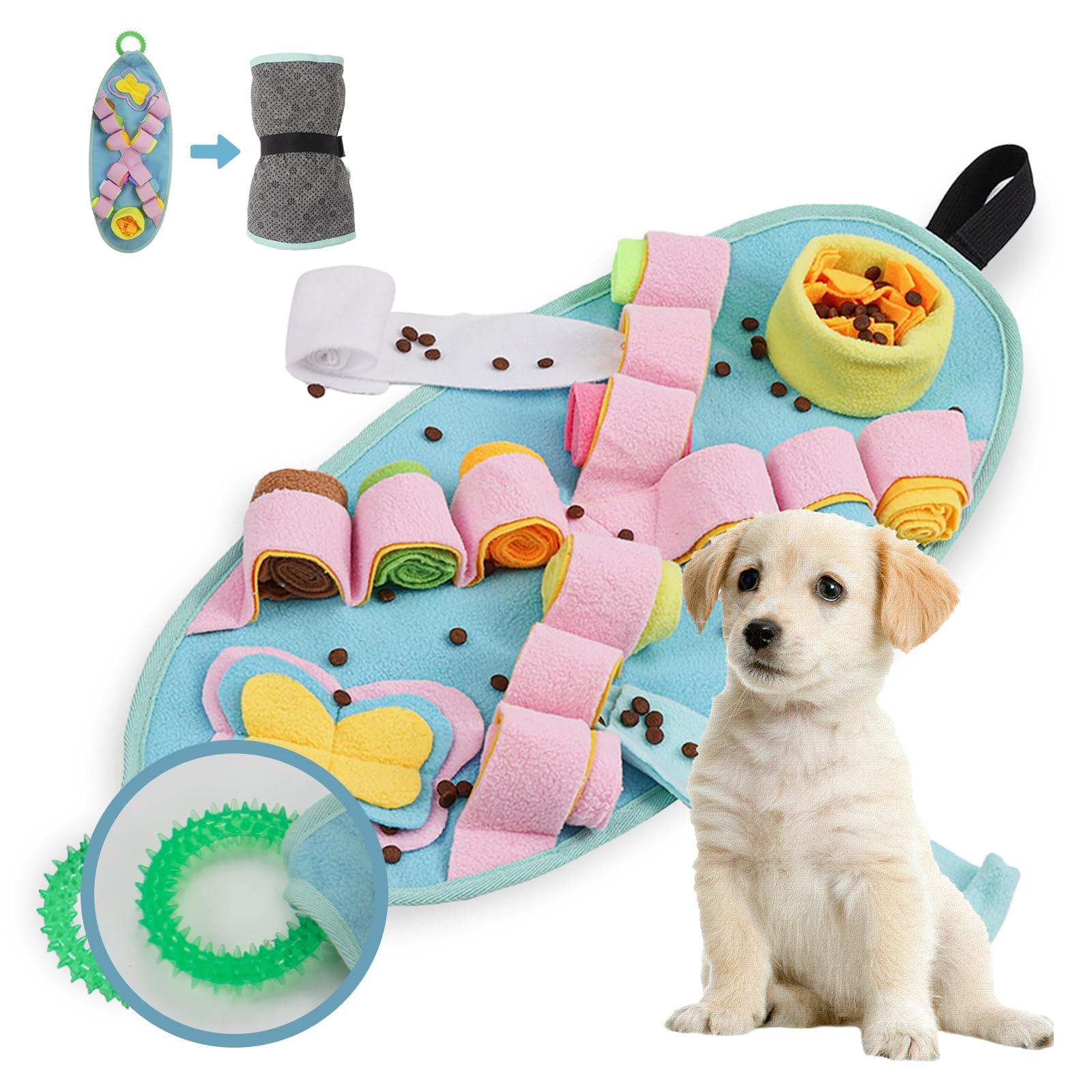 TMKA Snuffle Mat for Dogs - Interactive Puzzle Toy for Small, Medium & Large Dogs - Teething Chew Toy for Puppies & Enrichment Activity - Treat Dispensing Game for Mental Stimulation (Perfect for Indoor Play, Training & Anxiety Relief)