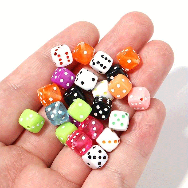 Mini Acrylic Lucky Charm Dice Beads for Jewelry Making, DIY Crafts, and Tabletop Gaming Accessories