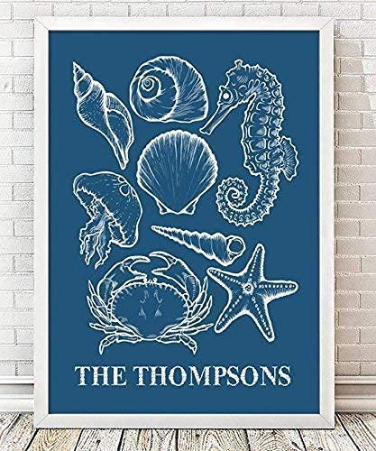 Seashell Home Paper Art Print - Personalized Coastal Wall Decor for Beach House, Wedding & Housewarming Gifts | Rustic Home Accents for Living Room, Bedroom & Office