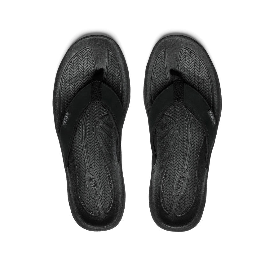 Premium Men's Kona Leather Flip Flops - Comfortable Black & Steel Grey Sandals for Beach, Pool, and Casual Summer Wear
