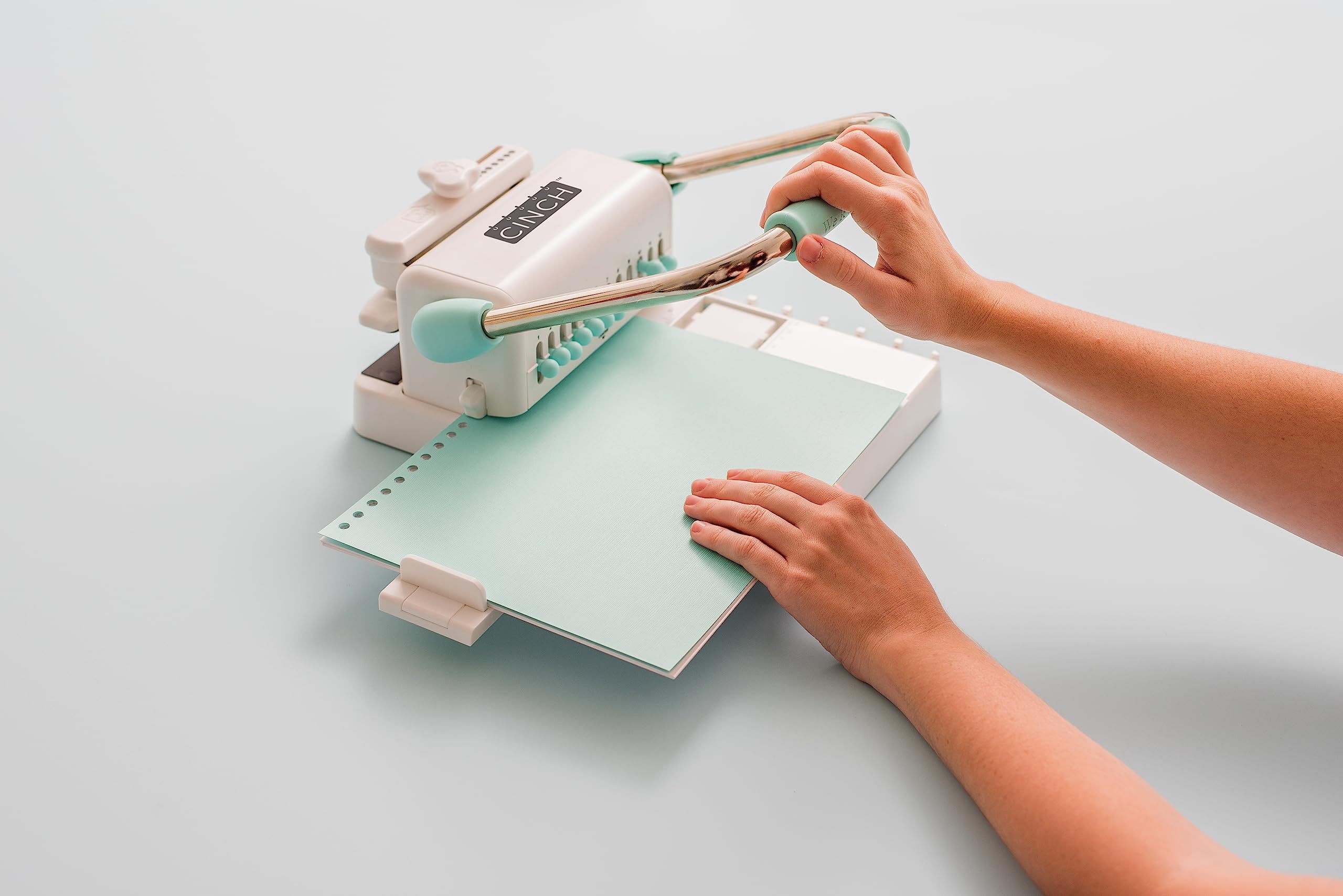 We R Memory Keepers Cinch Book Binding Machine V2 - Easy-to-Use Spiral Binding Tool with Slide Ruler for Professional Books, Notebooks & Calendars | Perfect for Office, School & Craft Projects (Mint Green)