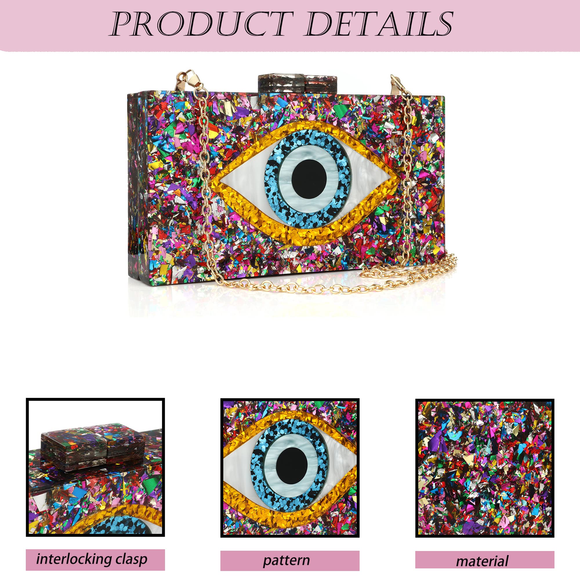 Elegant Acrylic Women's Clutches & Evening Bags - Multicolor Shoulder Crossbody Purse for Wedding, Prom, Party & Formal Occasions | Perfect for Cocktail Events, Date Nights & Special Celebrations