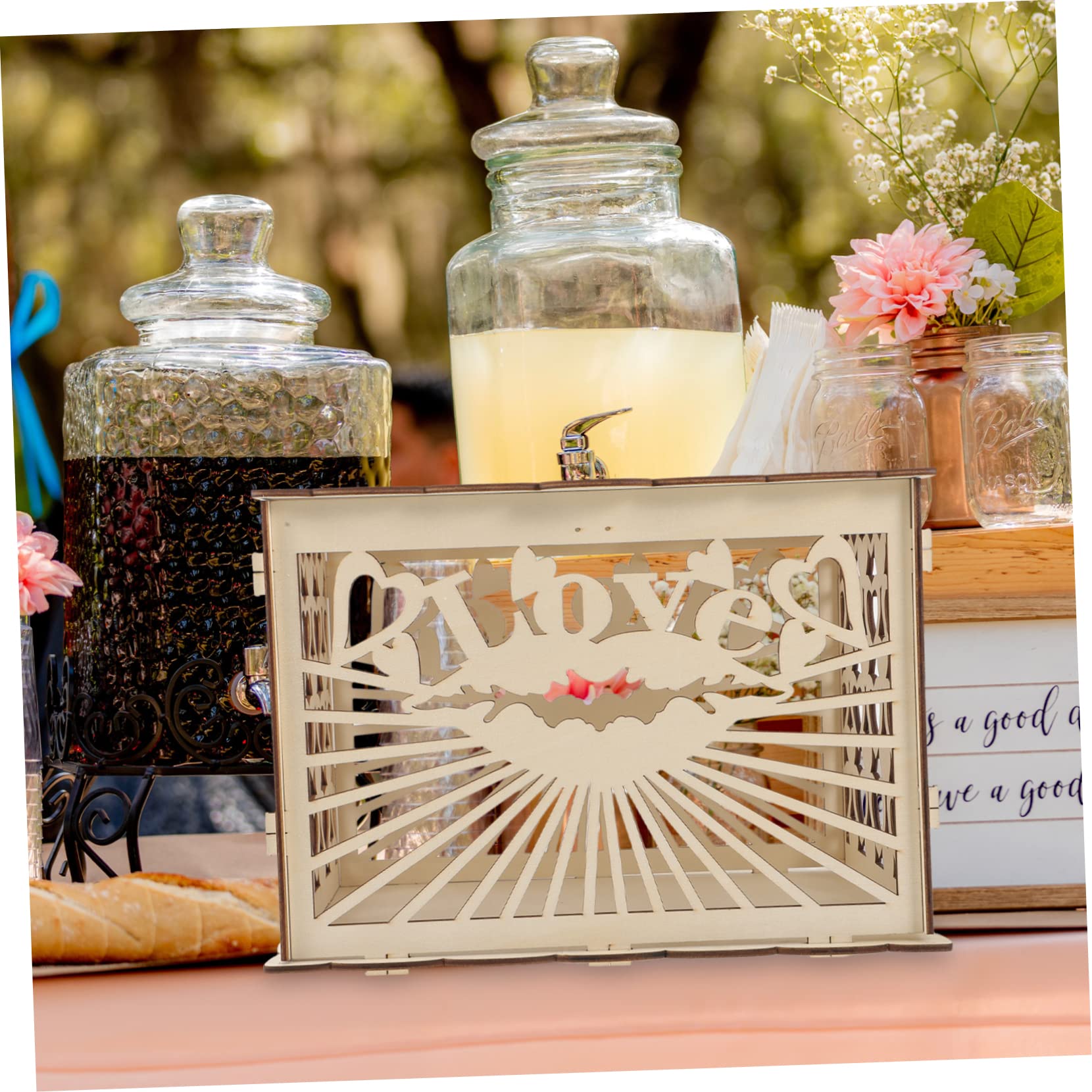 Handmade Wooden Wedding Card Box - Decorative Carving with Large Storage Space for Cards, Envelopes & Money Gifts | Perfect for Wedding Receptions, Bridal Showers & Anniversary Celebrations
