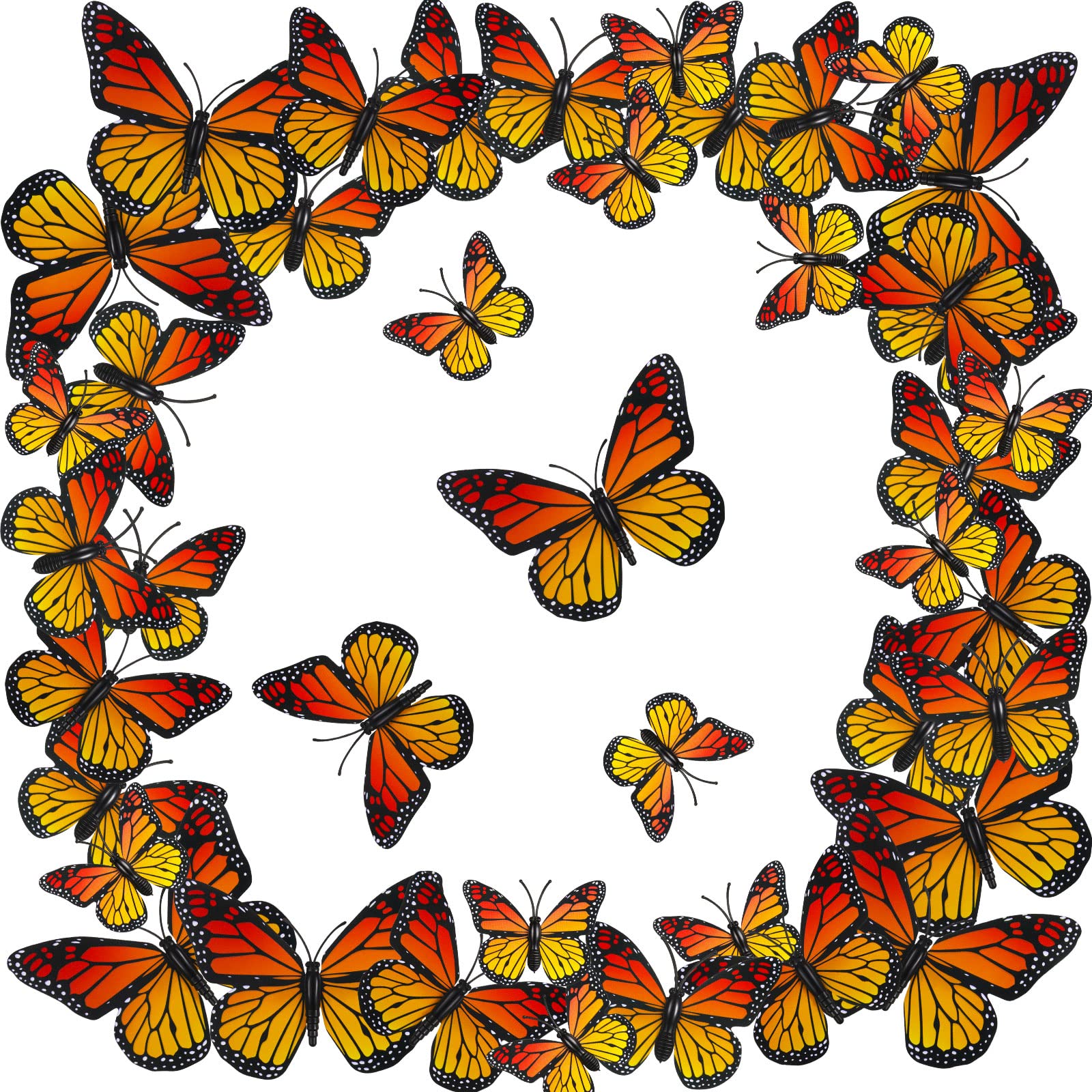 24-Piece Monarch Butterfly Hair Clips - Orange 3D Butterfly Barrettes for Women & Girls | Kawaii Hair Accessories for Halloween, Day of the Dead Party, Cosplay & Everyday Wear