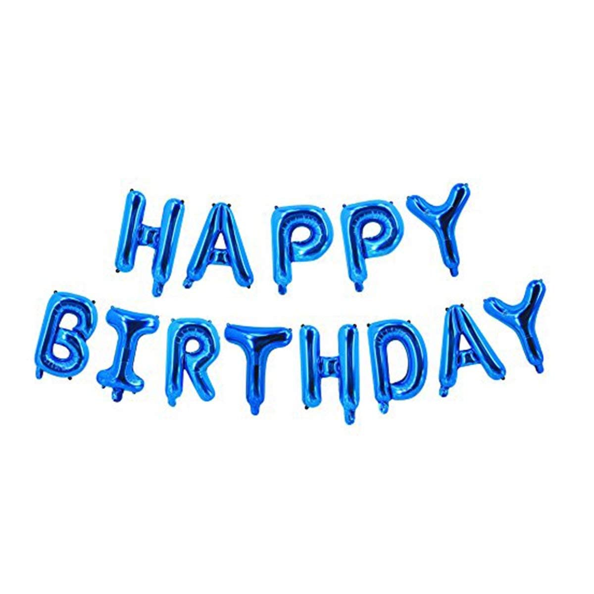 13 Happy Birthday Mylar Foil Letter Balloons with Inflating Straw - 16 Inch (41cm) Royal Blue Party Decorations for Birthday Celebrations, Anniversaries & Special Events