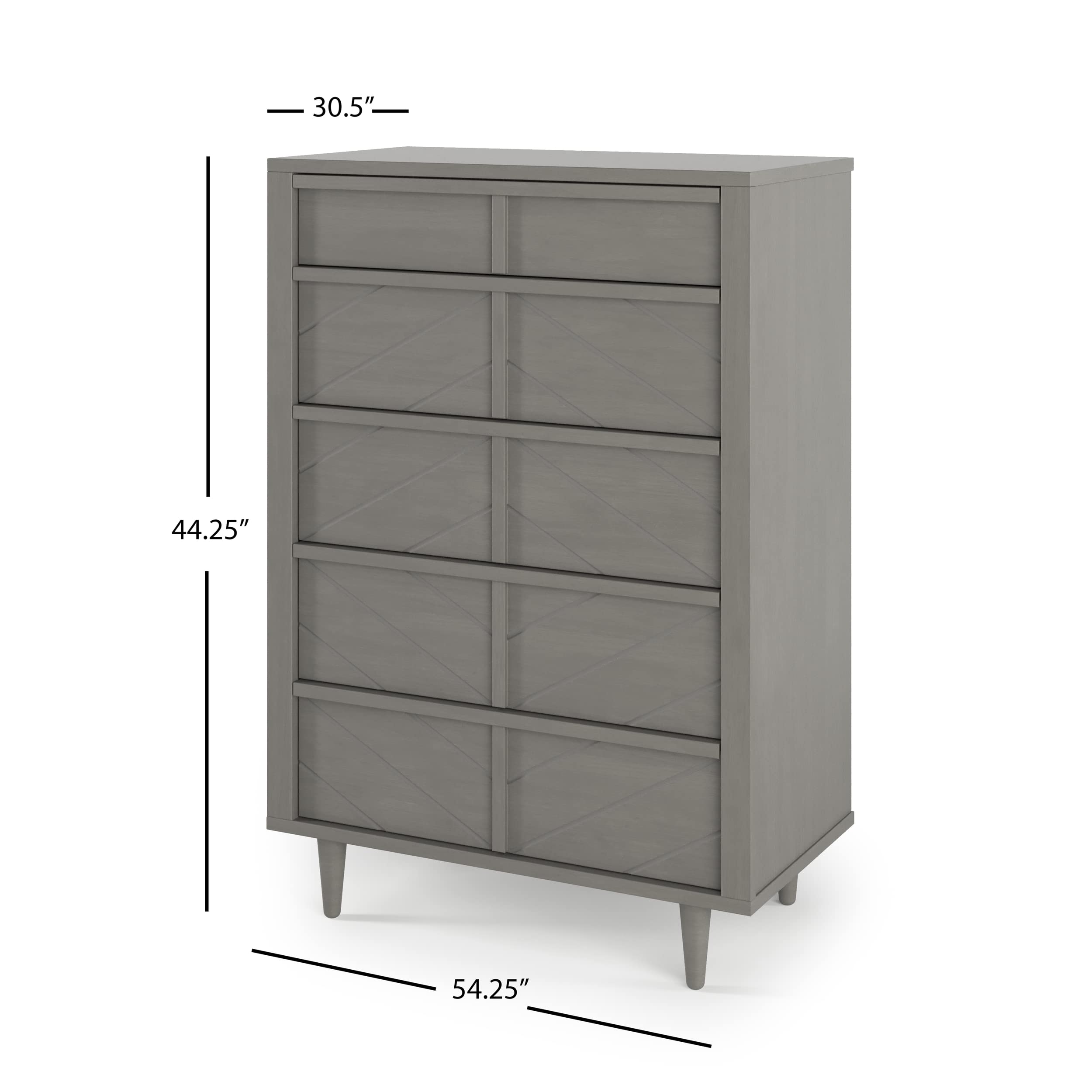 Child Craft Surrey Hill 5-Drawer Dresser - Nursery & Bedroom Storage Chest with Anti-Tip Safety Kit | Non-Toxic Baby-Safe Finish in Lunar Gray | Perfect for Organizing Baby Clothes, Toys & Nursery Essentials
