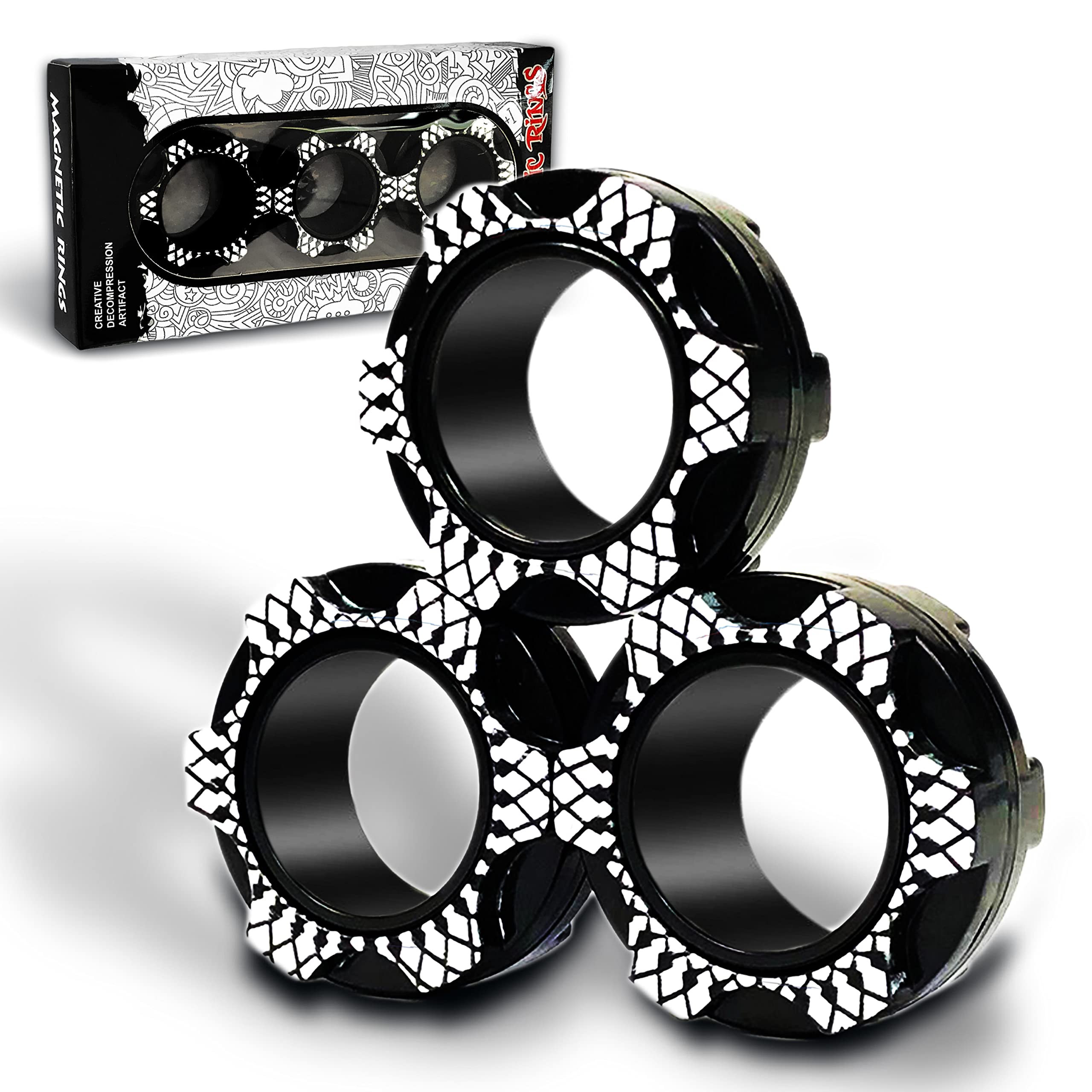 Dr.Kbder Magnetic Fidget Rings - Stress Relief Sensory Toys for Adults & Kids with ADHD, Anxiety - Black Fidget Spinner Toys for Boys Girls 6-12 Years Old - Perfect Birthday Gift, Office Desk Toy, Classroom Focus Aid, Travel Companion
