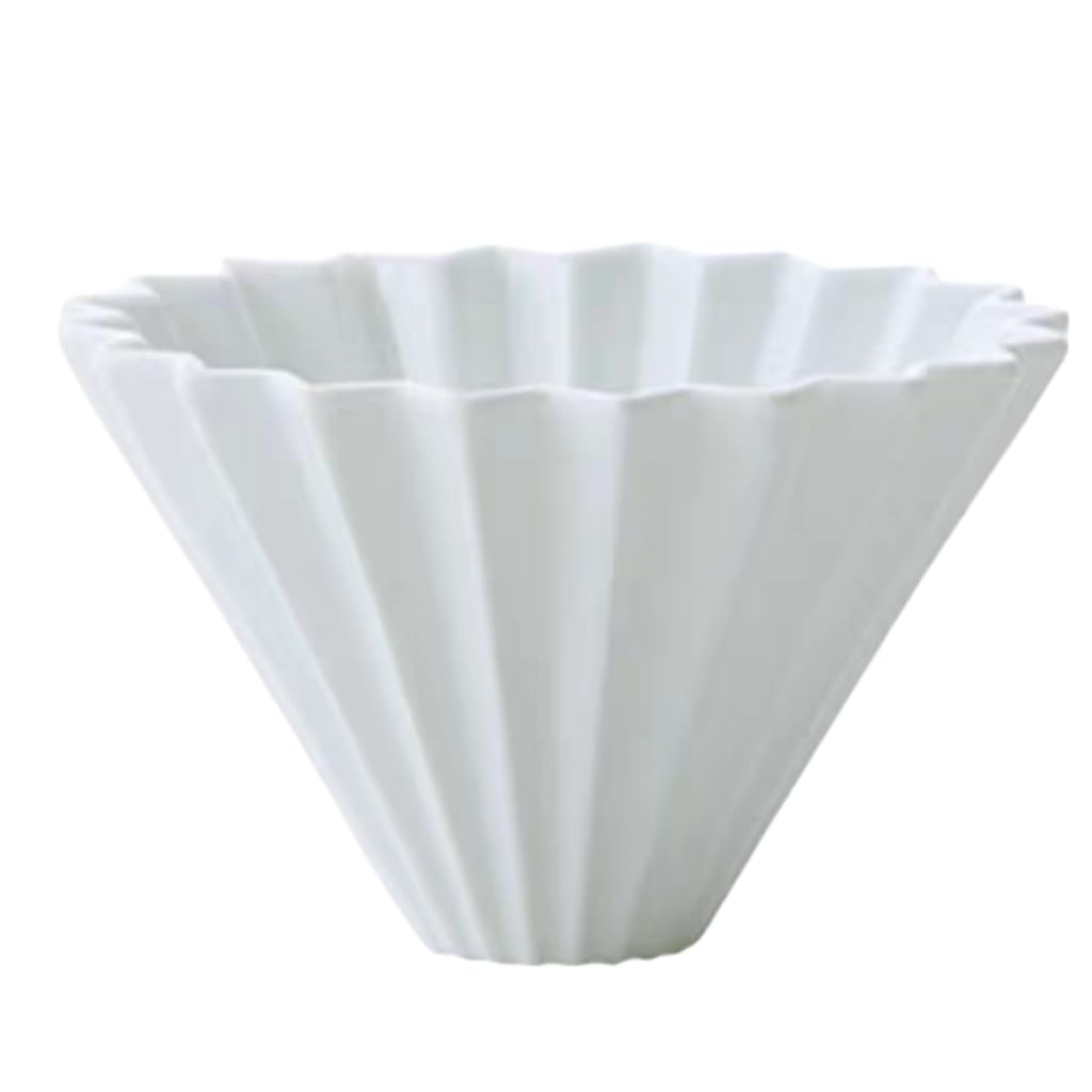 Origami Ceramic Pour Over Coffee Maker - Manual Non-Electric Coffee Dripper for Single Cup Brewing | Perfect for Home, Office, Camping & Gifts | White Porcelain Filter Cup (Ideal for Specialty Coffee Lovers & Baristas)