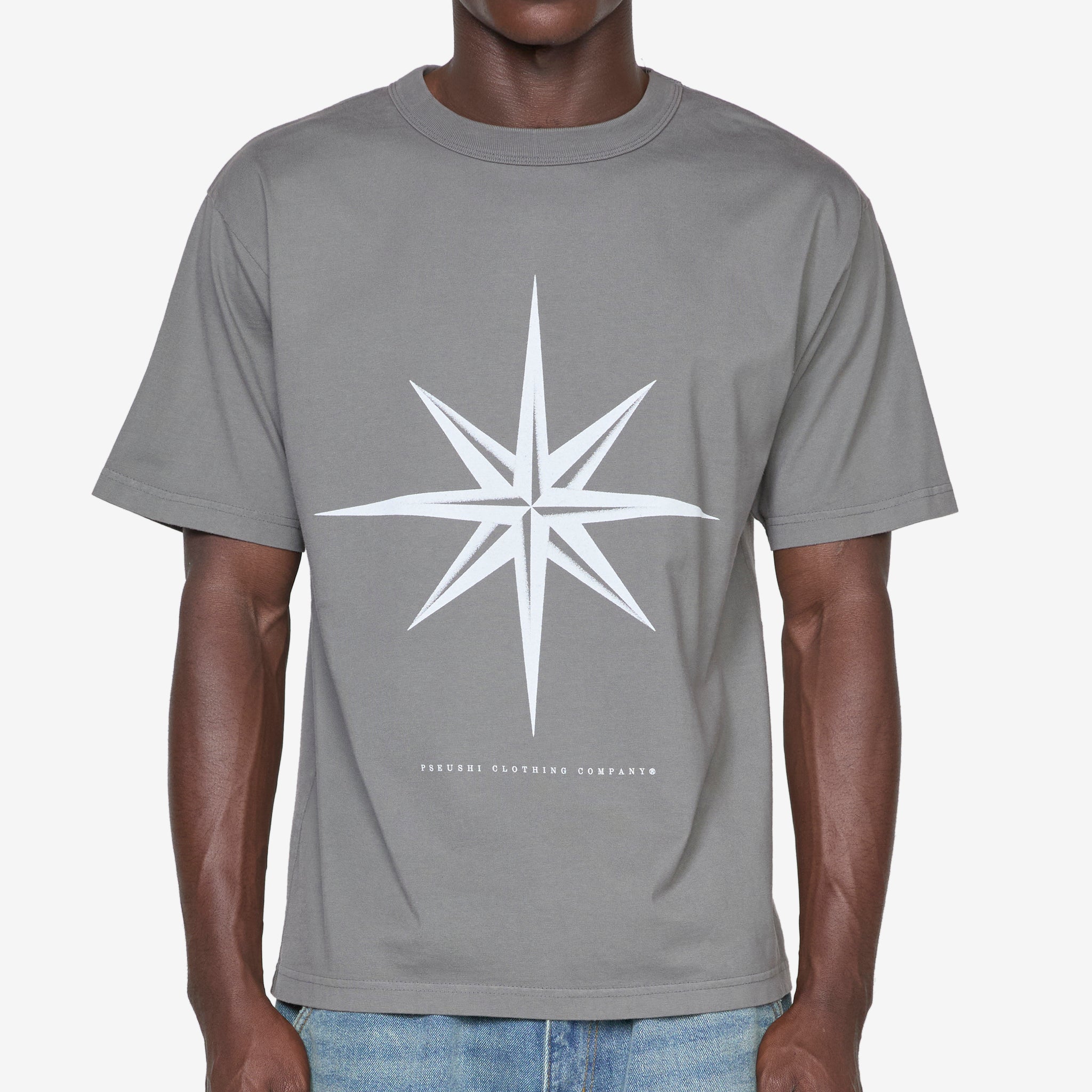 Compass Graphic T-Shirt for Men - Soft Grey Cotton Tee - Perfect for Outdoor Adventures & Casual Wear