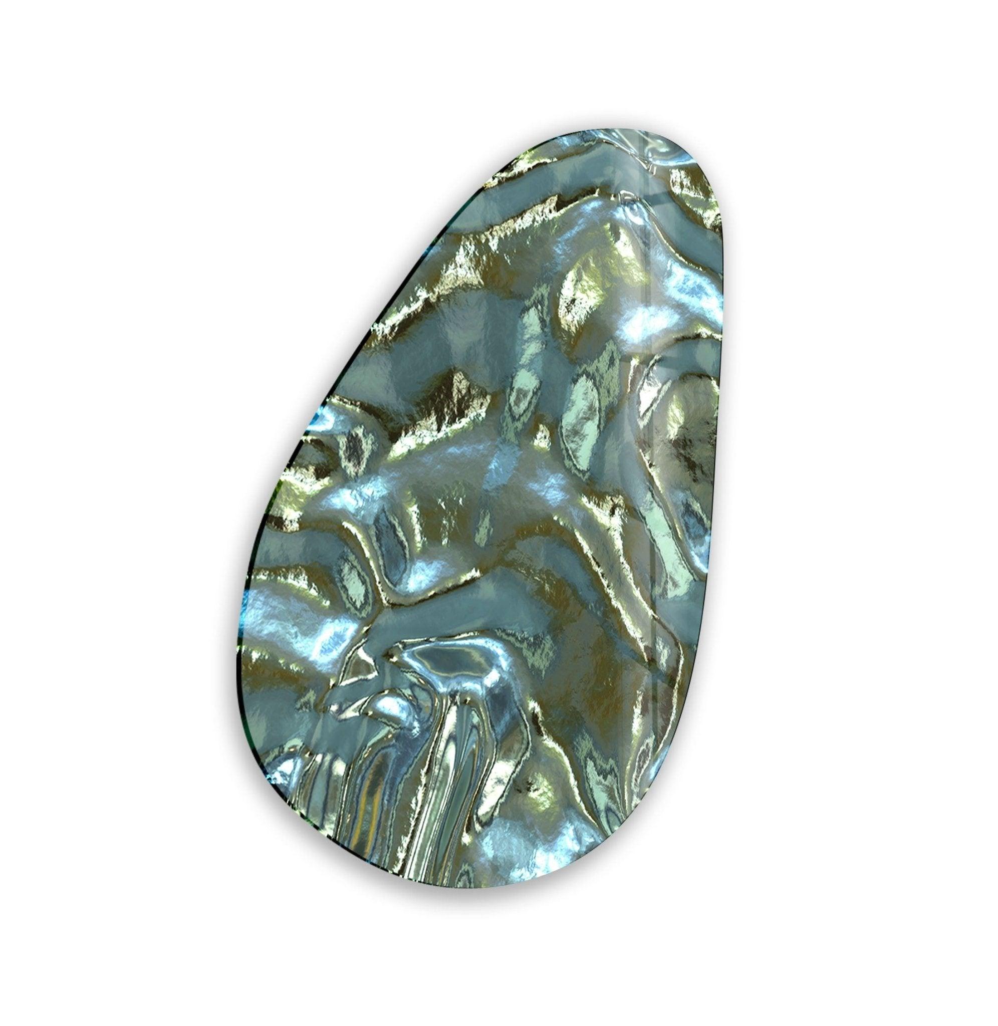 Abstract Glass Wall Art - Modern Asymmetrical Oval Shiny Decor for Living Room, Bedroom & Office | Contemporary Home Decoration