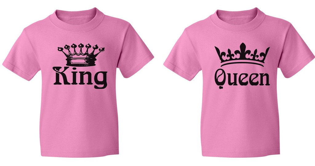 Fasciino Matching His & Hers Couple T-Shirts - King and Queen Crown Design | Perfect for Anniversaries, Valentine's Day Gifts & Couple Outfits