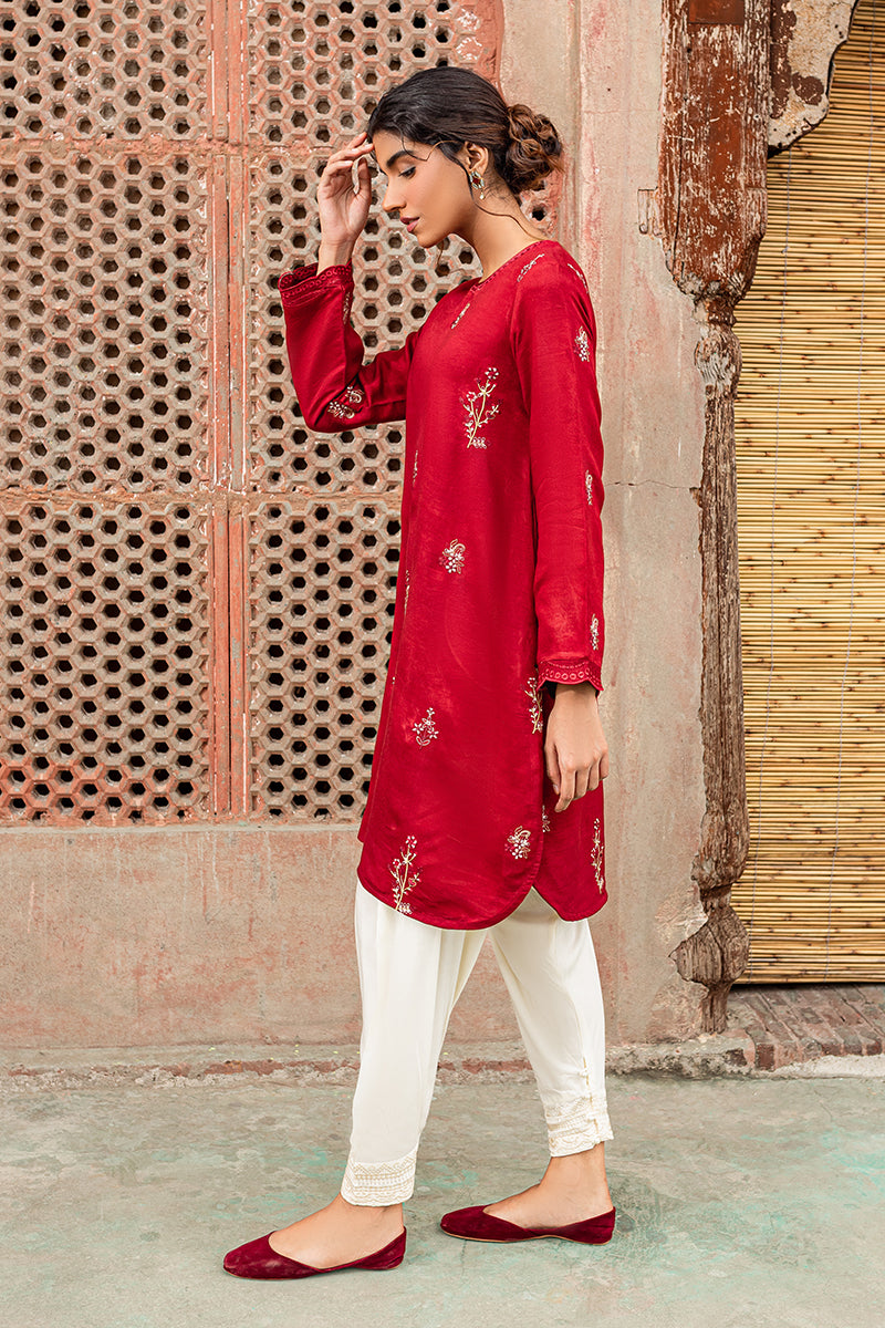 CARMINE GLOW Embroidered Women's Blouse - Elegant Floral Stitch Design for Casual & Party Wear | Perfect for Office, Date Night & Special Occasions