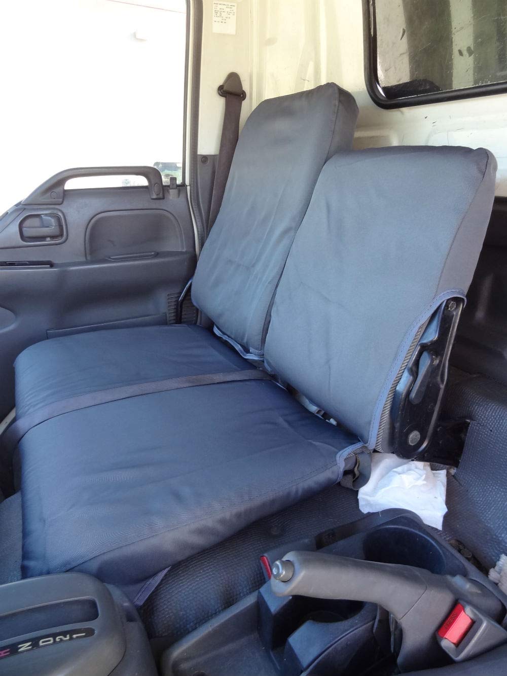 Durafit Seat Covers for 1995-2005 Isuzu NPR & GMC 4500 Commercial Work Trucks - 40/60 Split Comfortable & Durable Gray Automotive Twill Fabric Seat Protectors - Perfect for Delivery, Construction & Fleet Vehicles