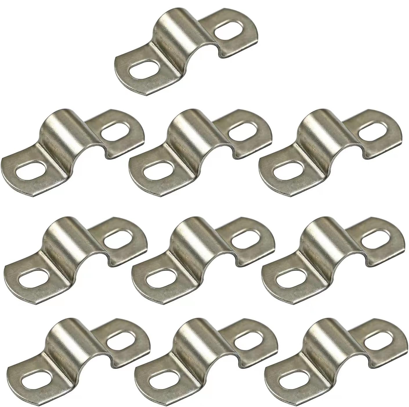 AKIHISA 28mm Heavy Duty 2 Hole U-Tube Strap Clamp, 10 Pack Stainless Steel 304 U-Bracket Pipe Clamps for 1-7/64 Inch Pipes - Secure Cable Management for Plumbing, HVAC, and Electrical Installations