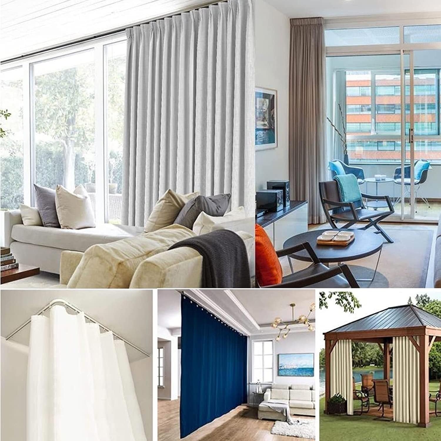 Ultra-Thin One-Piece Double Curtain Track Ceiling Mount - 4ft to 20ft Adjustable Aluminum Room Divider Curtain Rod - Cuttable White Curtain Rail for Home, Office & Kindergarten - Perfect for Room Partition, Privacy Screen and Decorative Window Treatments