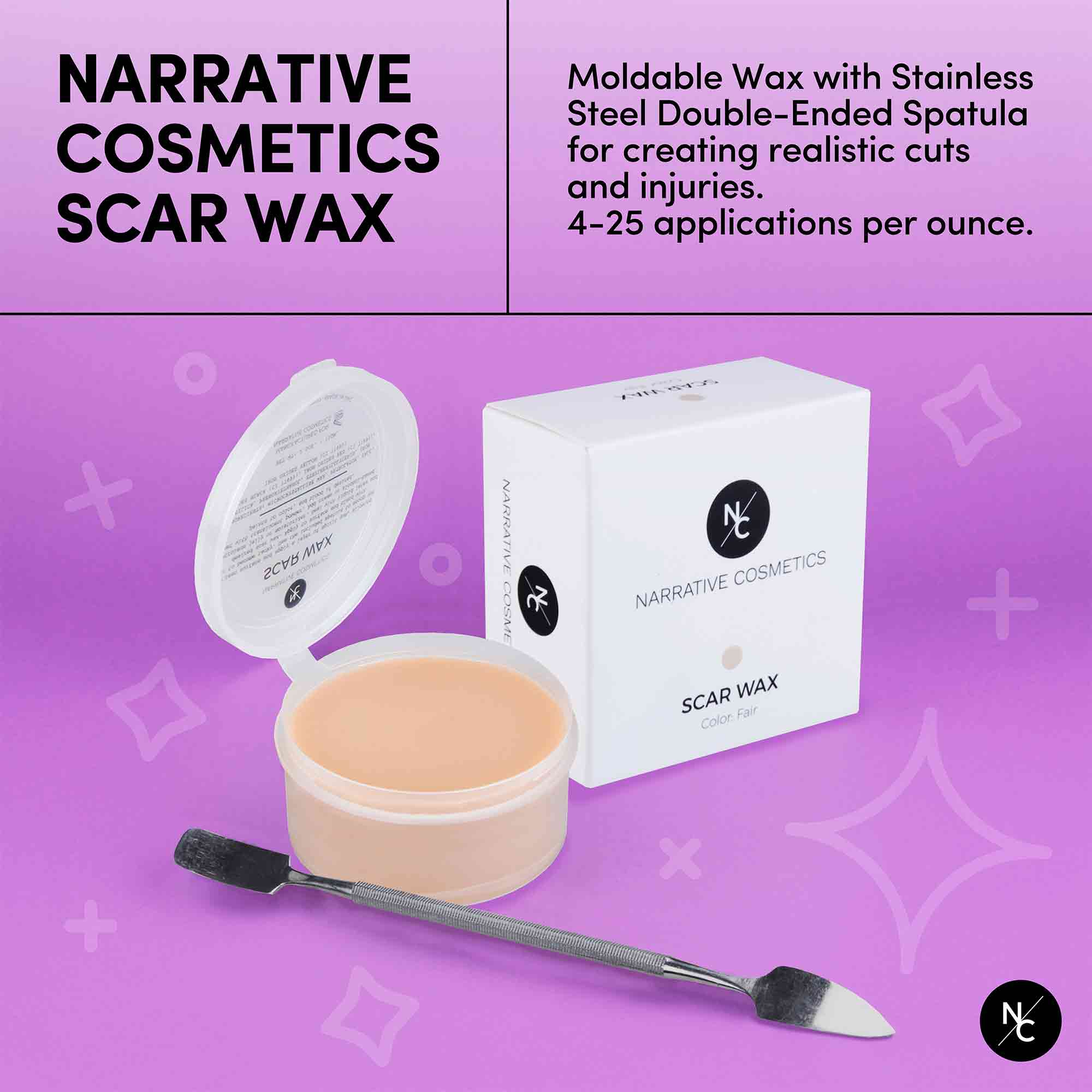 Scar Wax with Double Ended Spatula - Professional Moldable Wax for Realistic Cuts, Bruises & Special Effects Makeup - Perfect for Halloween, Cosplay & Theater Productions