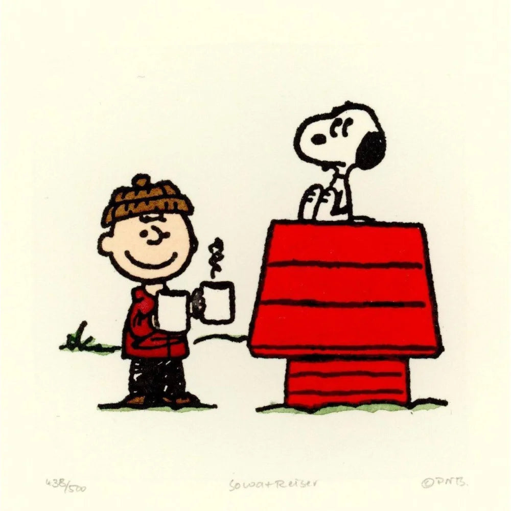 Charlie Brown & Snoopy Peanuts Hand-Painted Cartoon Etching Art Mug - Limited Edition #D/500 - Perfect for Hot Cocoa, Coffee & Collectible Display