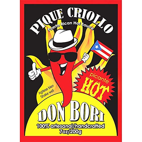 Pique Criollo Don Bori Hot Sauce 7oz | Authentic Puerto Rican Handcrafted Hot Sauce | Extra Spicy Flavor | Perfect for Tacos, Wings & Grilled Meats