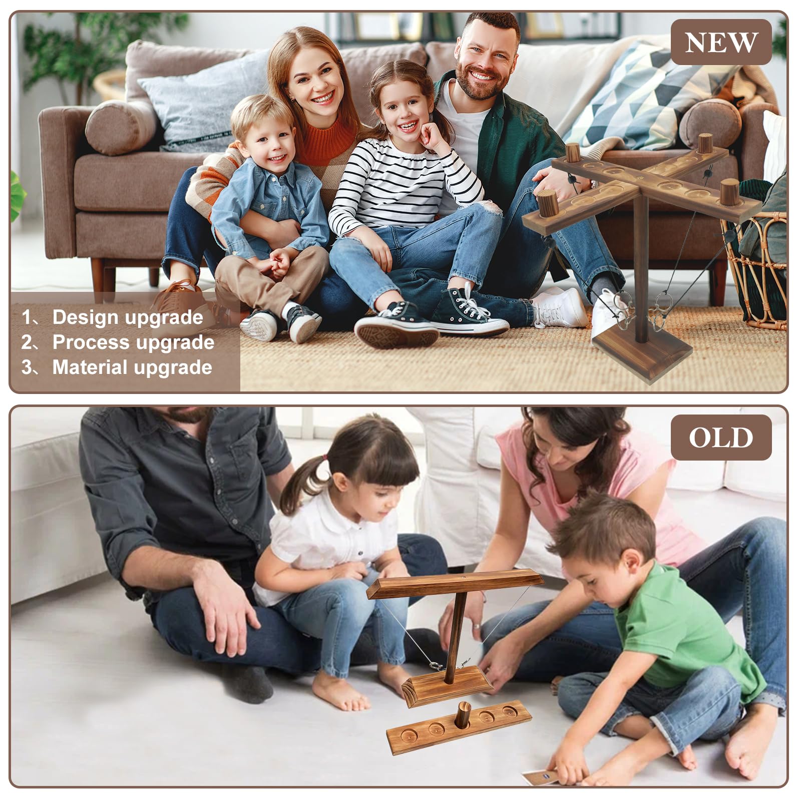 Premium Hook and Ring Toss Game Set for Adults - Large Outdoor & Indoor Ring Toss Game with String - Fun Tabletop Party Games for Bars, Family Gatherings, Backyard BBQs, and Game Nights
