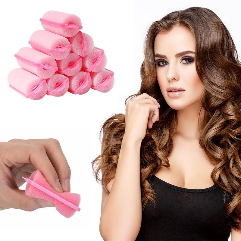 Soft Foam Sponge Hair Rollers for Sleeping - 12pc Set for Wavy & Curly Styles | Flexible Hair Styling Tools for Long & Short Hair | Perfect for Overnight Curls, Salon Results at Home, and Gentle Styling