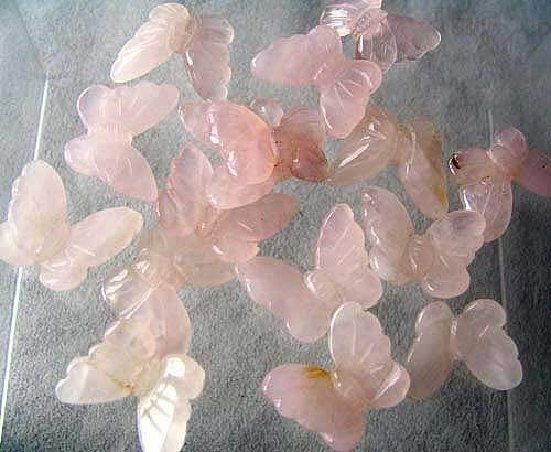 Flutter 2 Carved Rose Quartz Butterfly Beads for Jewelry Making - DIY Bracelets, Necklaces & Craft Projects - Healing Crystal Beads for Spiritual Gifts & Boho Style Accessories