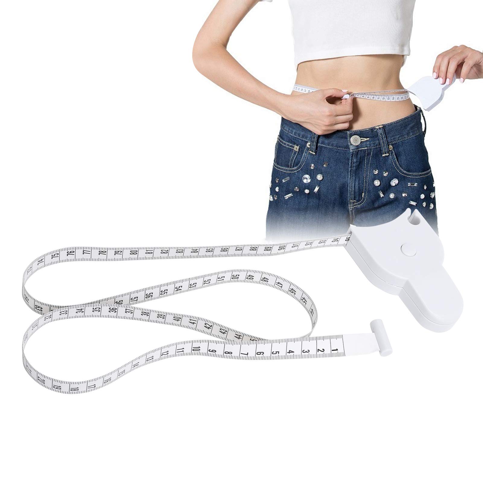 Retractable Body Measuring Tape for Weight Loss - Dual-Sided Scale Waist Tape for Accurate Measurements of Hips, Legs & Head | Perfect for Fitness Tracking, Tailoring & Health Monitoring