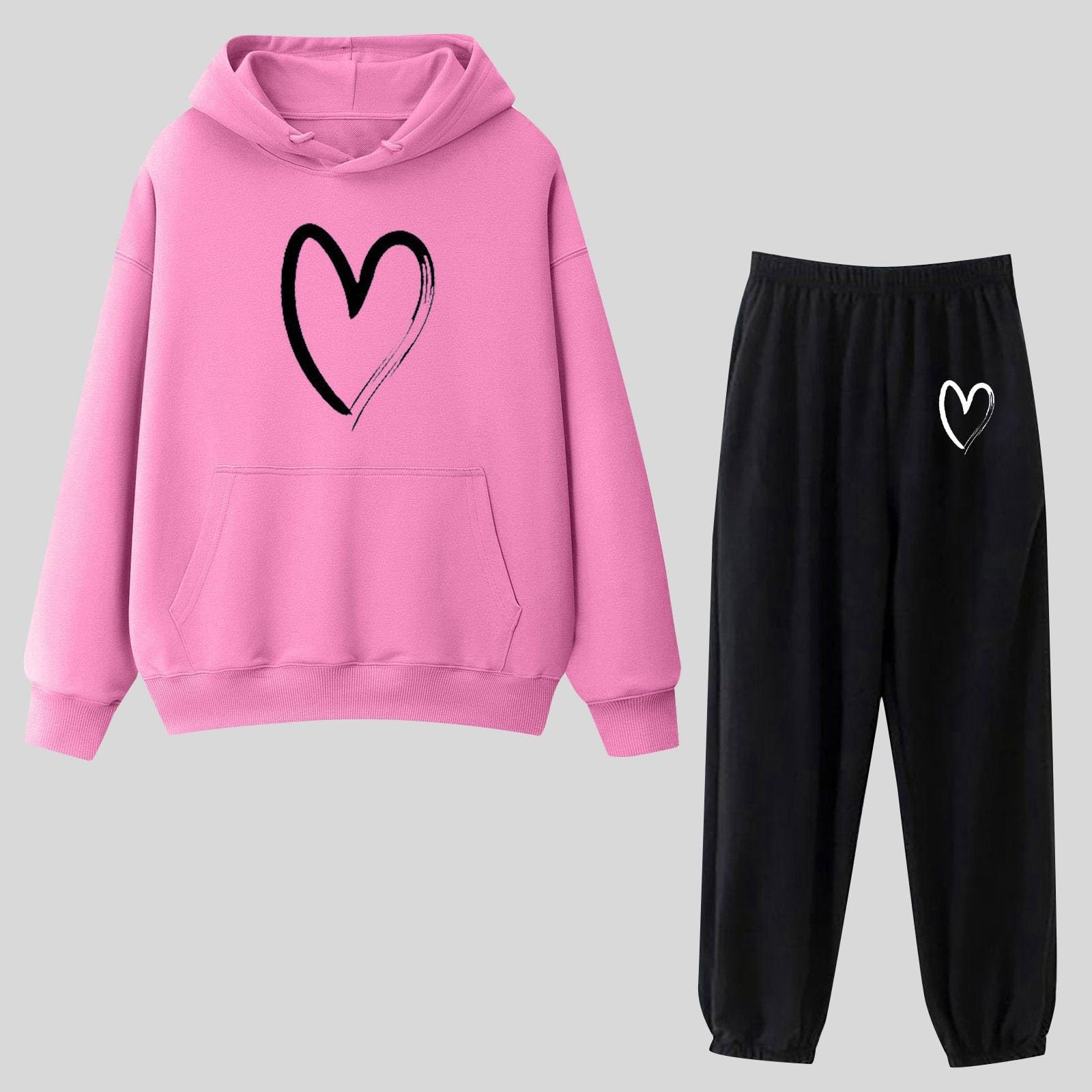 JMMSlmax Women's 2-Piece Casual Hooded Sweater & Jogger Set - Long Sleeve Pullover & Sweatpants Lounge Outfit for Home, Gym & Travel