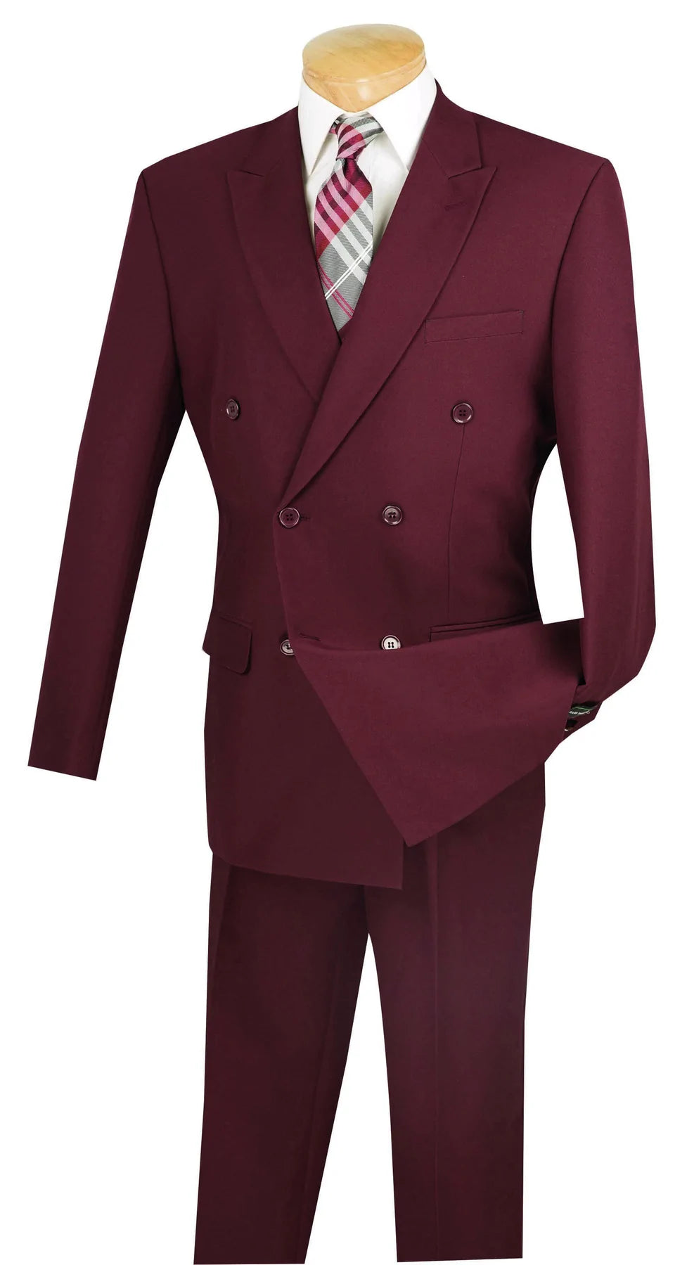 Stylish Burgundy Regular Fit Double Breasted 2 Piece Suit for Men | Formal Business Attire & Wedding Occasions