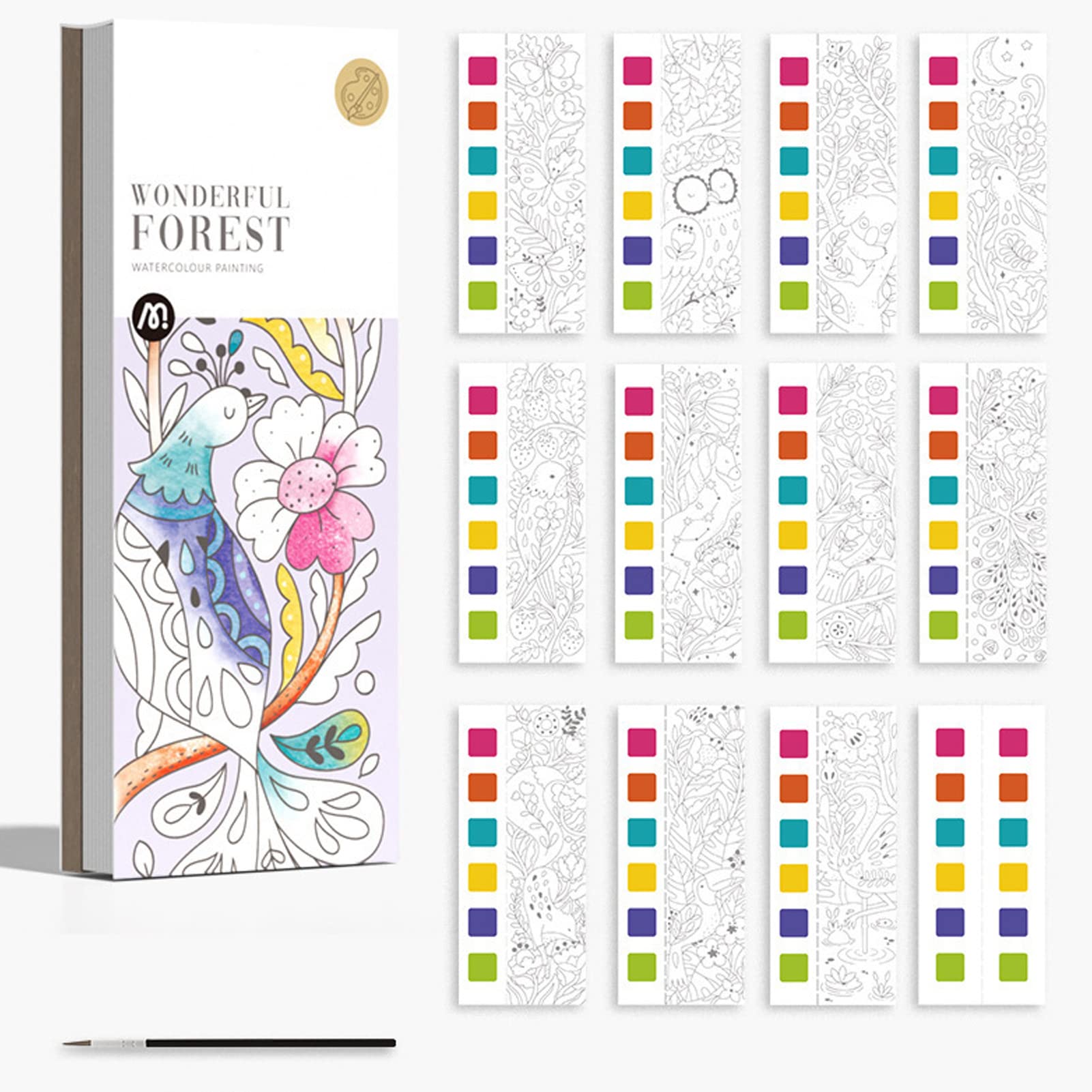 Portable Pocket Watercolor Book for Kids - Thickened Travel-Friendly Painting Kit with Brush (Type 3) | Creative Art Activity, Travel Entertainment & Classroom Learning