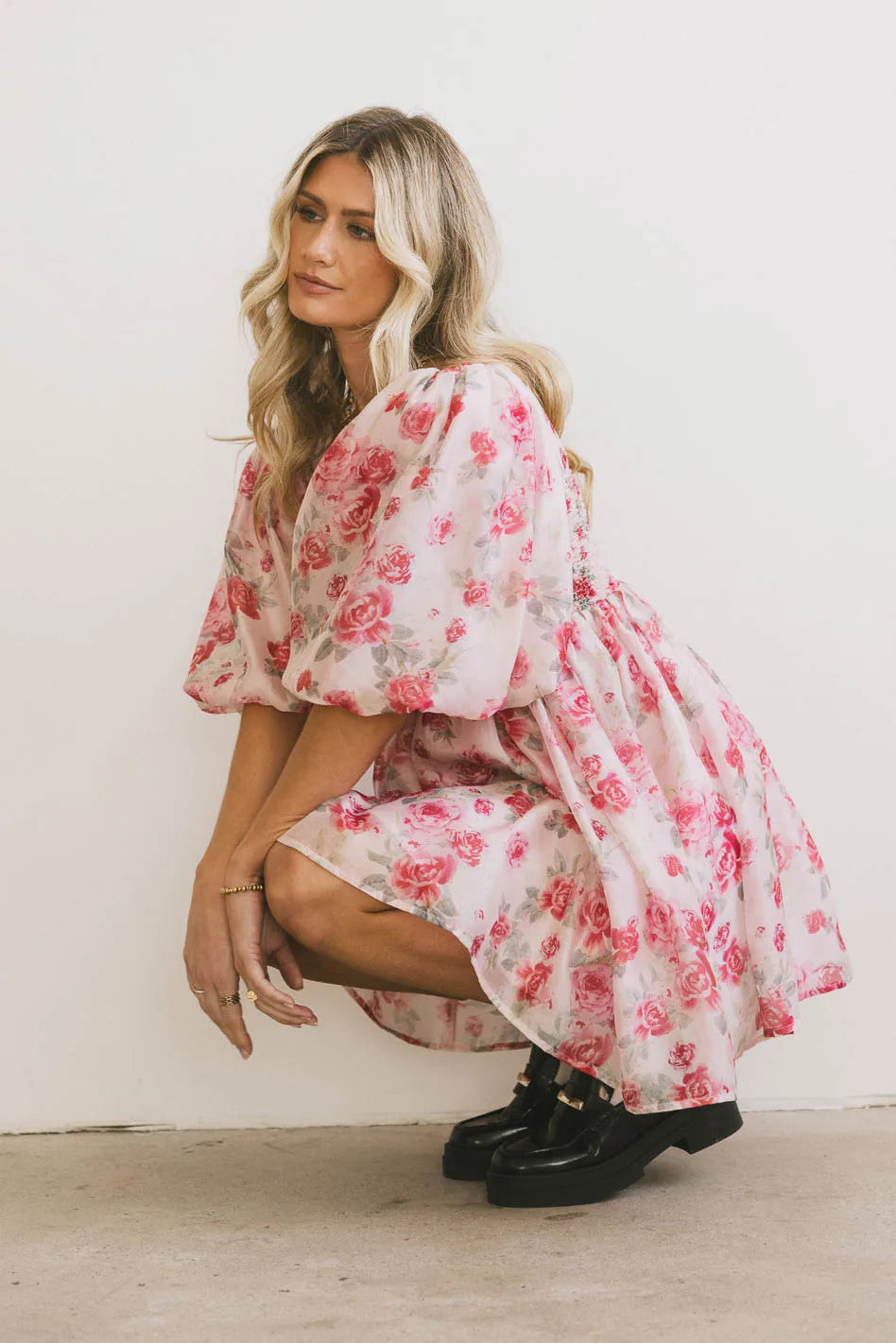 Eleanor Smocked Mini Dress for Women - Floral Print Summer Dress, Boho Chic Ruffled Sleeves, Perfect for Beach Vacation & Date Night