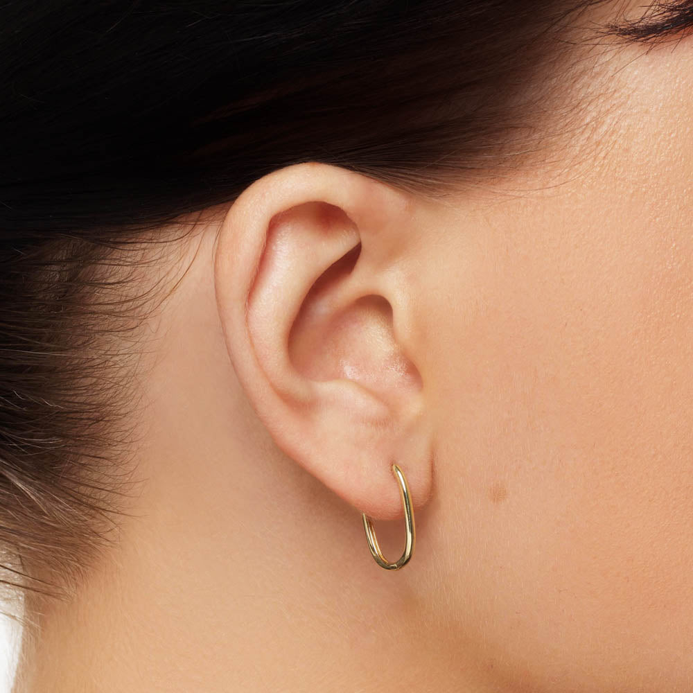 10k Gold Oval Paperclip Hoop Earrings - Elegant Everyday Jewelry for Women, Perfect for Office, Date Night & Special Occasions
