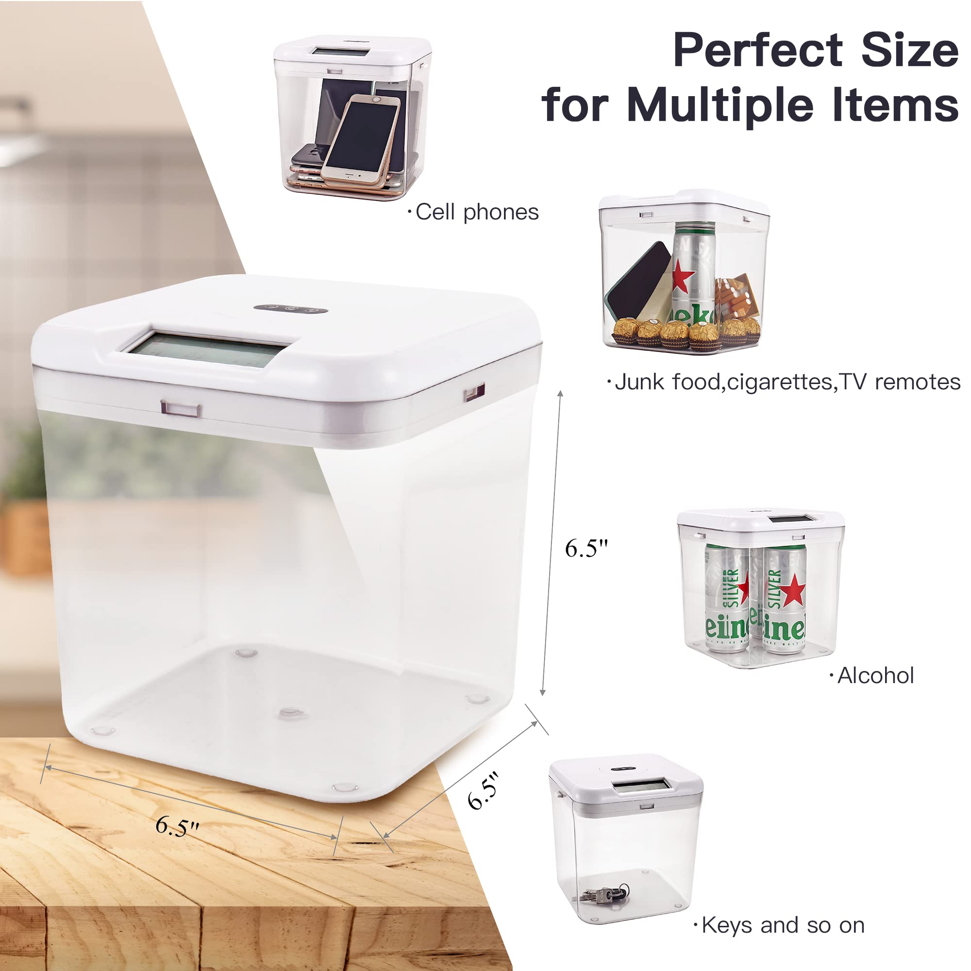 Time Lock Box with Timer - Secure Phone Lock Box for Cell Phones, Snacks & Valuables | Portable Time Locking Container for Kids, Students & Adults | Perfect for Focus, Dieting & Productivity