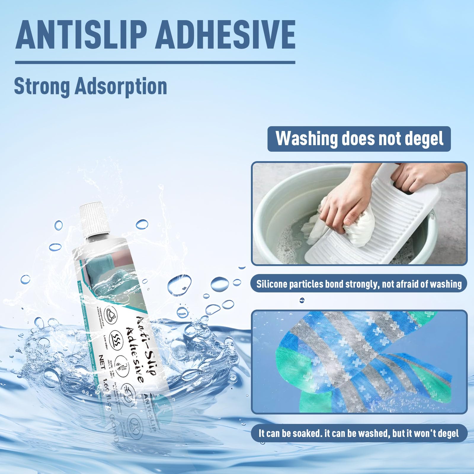 **Anti-Slip Sock Glue 3.5oz – Transparent Waterproof Fabric Adhesive for Socks, Pet Socks & Floor Mats | Latex-Free, Washable & Non-Toxic | Perfect for Dance, Yoga & Home Safety**