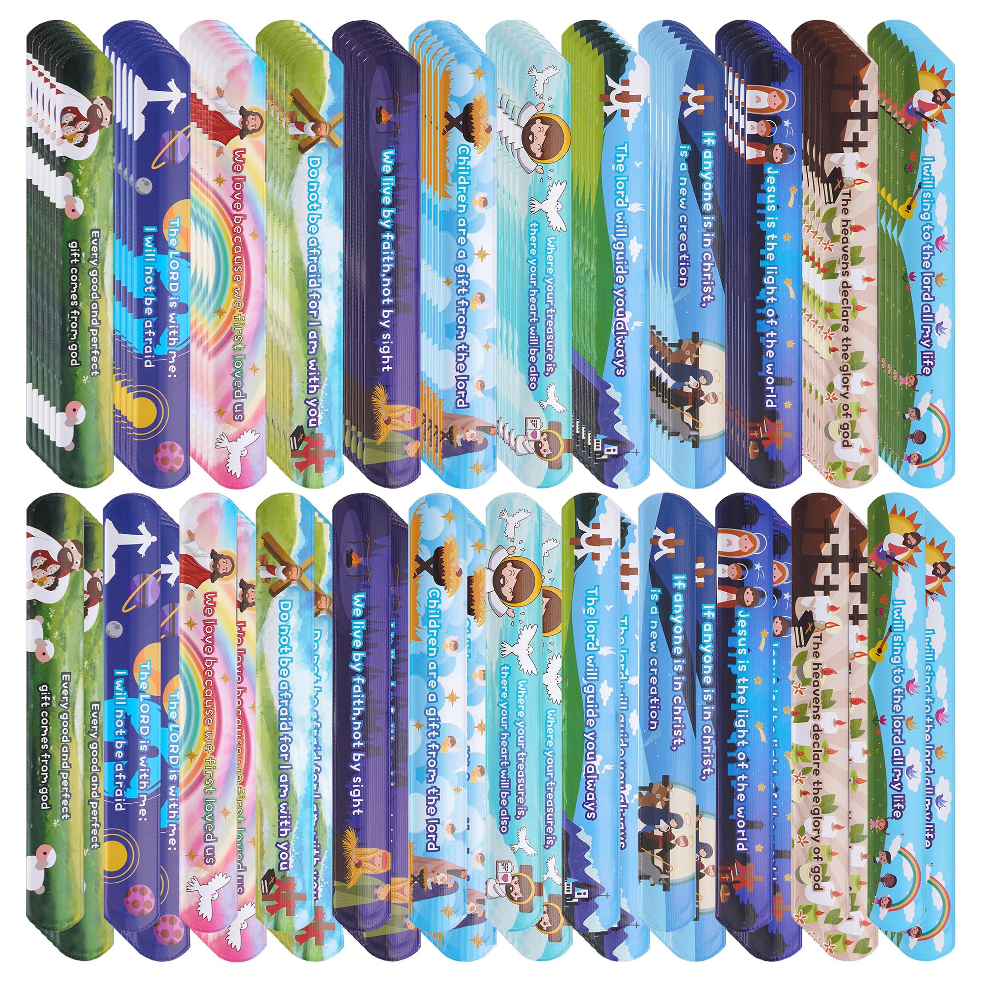 Kolewo4ever 144-Piece Bible Verse Slap Bracelets - Religious Christian Wristbands with Scripture Inspiration, 12 Styles - Perfect for Church Events, Youth Groups & Faith-Based Gifts