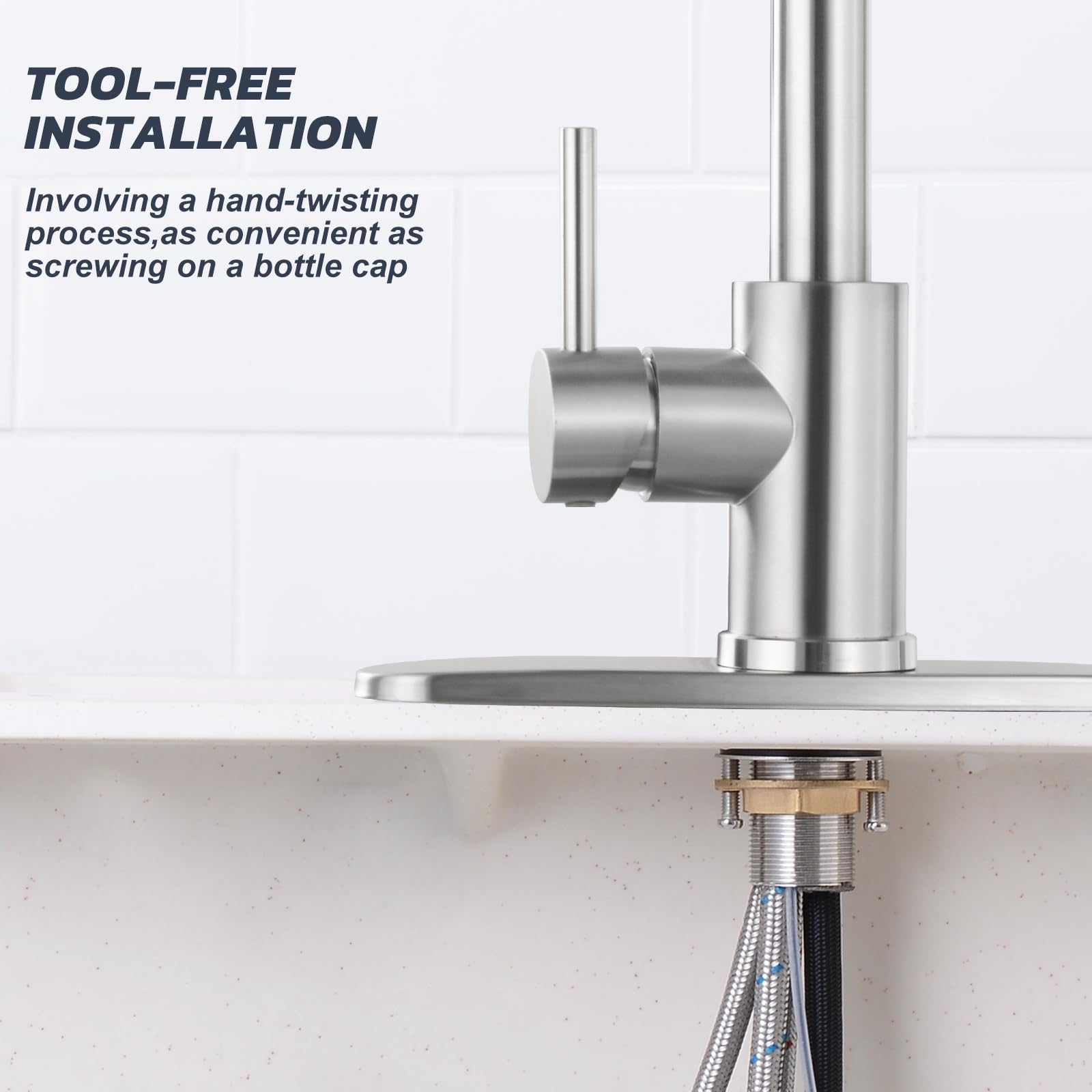Stainless Steel Pull Down Kitchen Faucet - High Arc Brushed Nickel for Modern Sinks