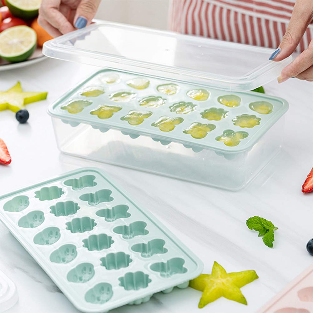 2pcs Silicone Ice Cube Trays with Lids - BPA Free, Flexible & Easy to Use - Perfect for Cocktails, Iced Coffee & Home Freezing (Blue) - Great for Parties, BBQs & Daily Beverage Chilling