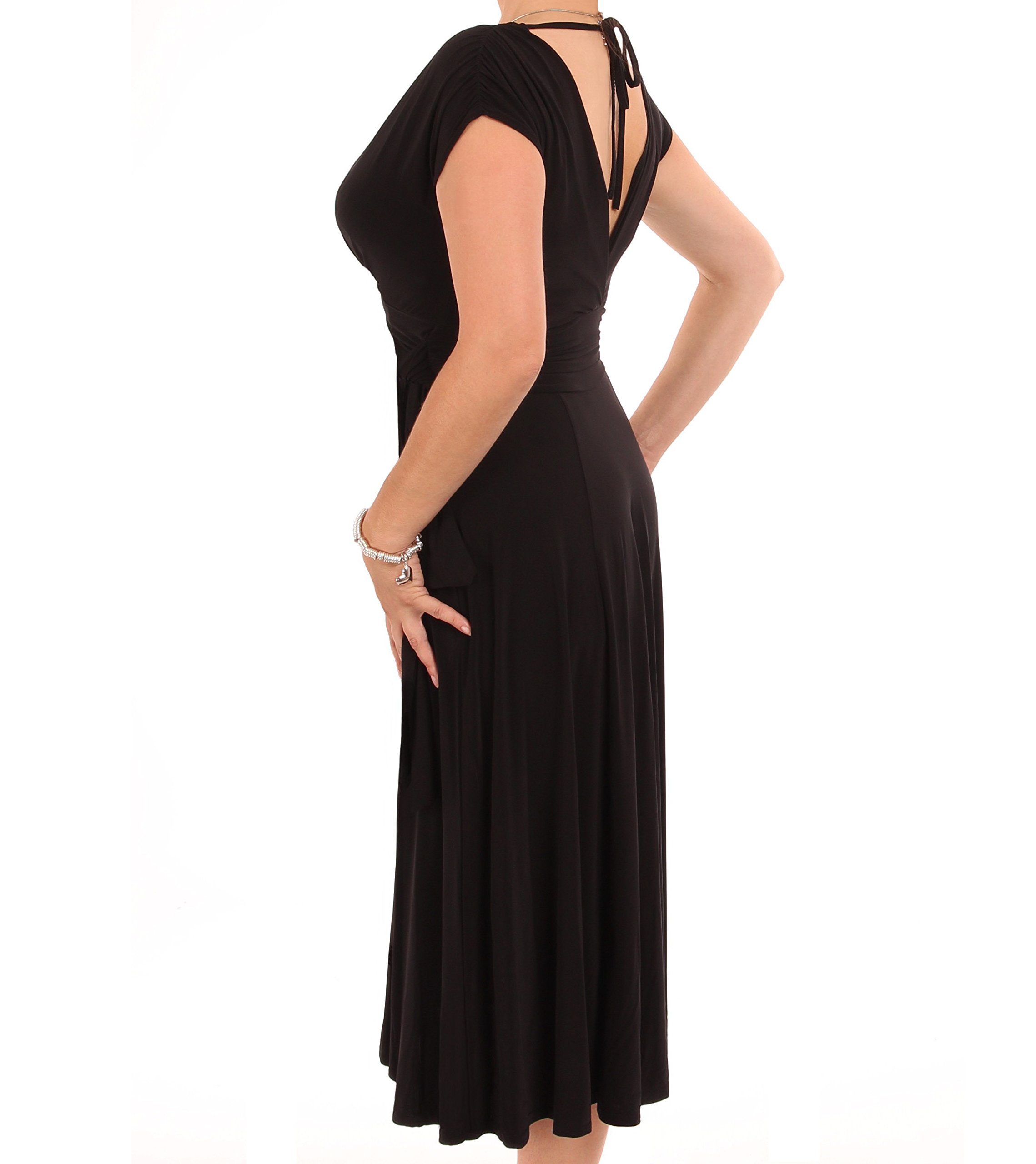 Blue Banana Women's V Neck Sleeveless Fit and Flare Dress - Summer Casual Sundress for Beach, Party & Vacation | Lightweight Flowy Midi Dress with Pockets