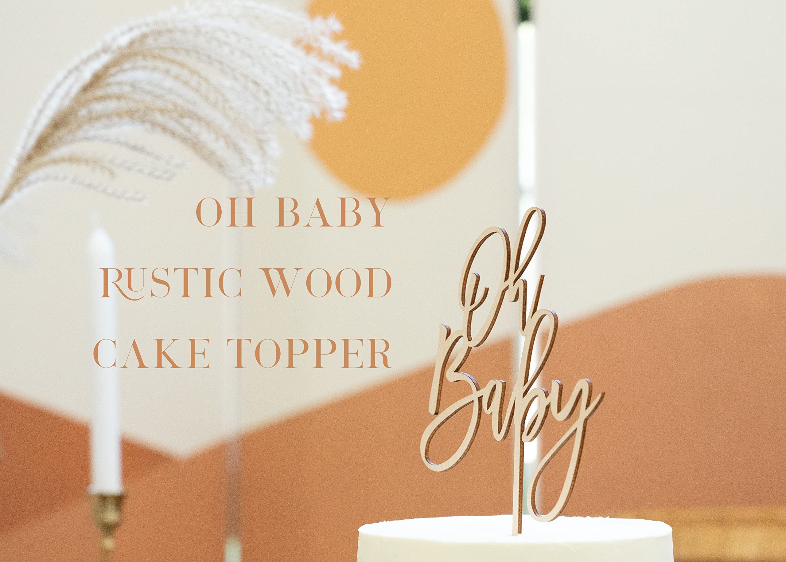 LS Designs Rustic Wood Baby Shower Cake Topper - 5.25