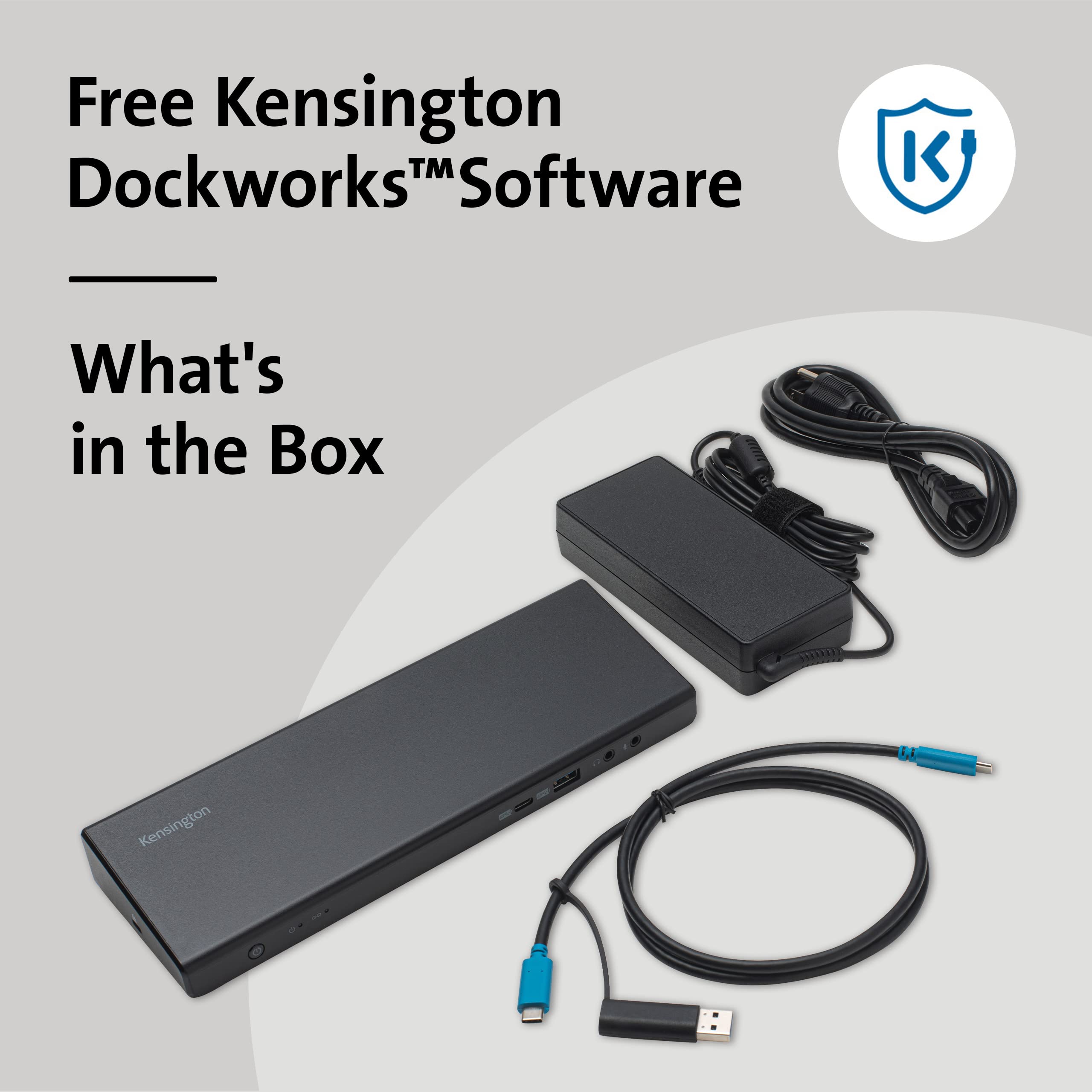 Kensington SD4750P USB-C & USB 3.0 Dual 4K Docking Station - Laptop Dock for Home Office with Dual Monitor Support, Fast Charging & Multiple Ports - Perfect for Remote Work, Video Conferencing & Multi-Tasking
