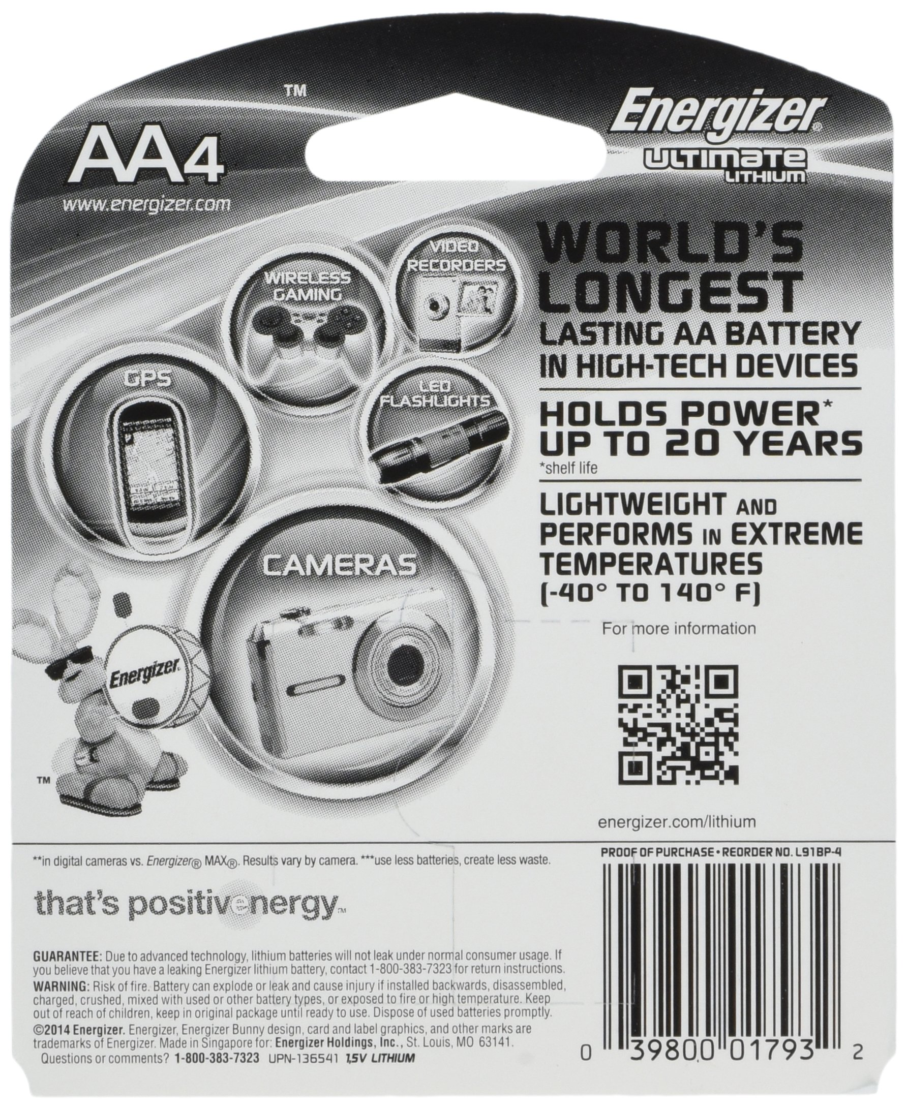 Energizer BF-W3DL-O4K4 Ultimate L91BP-4 Lithium AA Batteries (24 Count) - Long-Lasting Power for Digital Cameras, Flashlights & Emergency Kits - Original Retail Packaging
