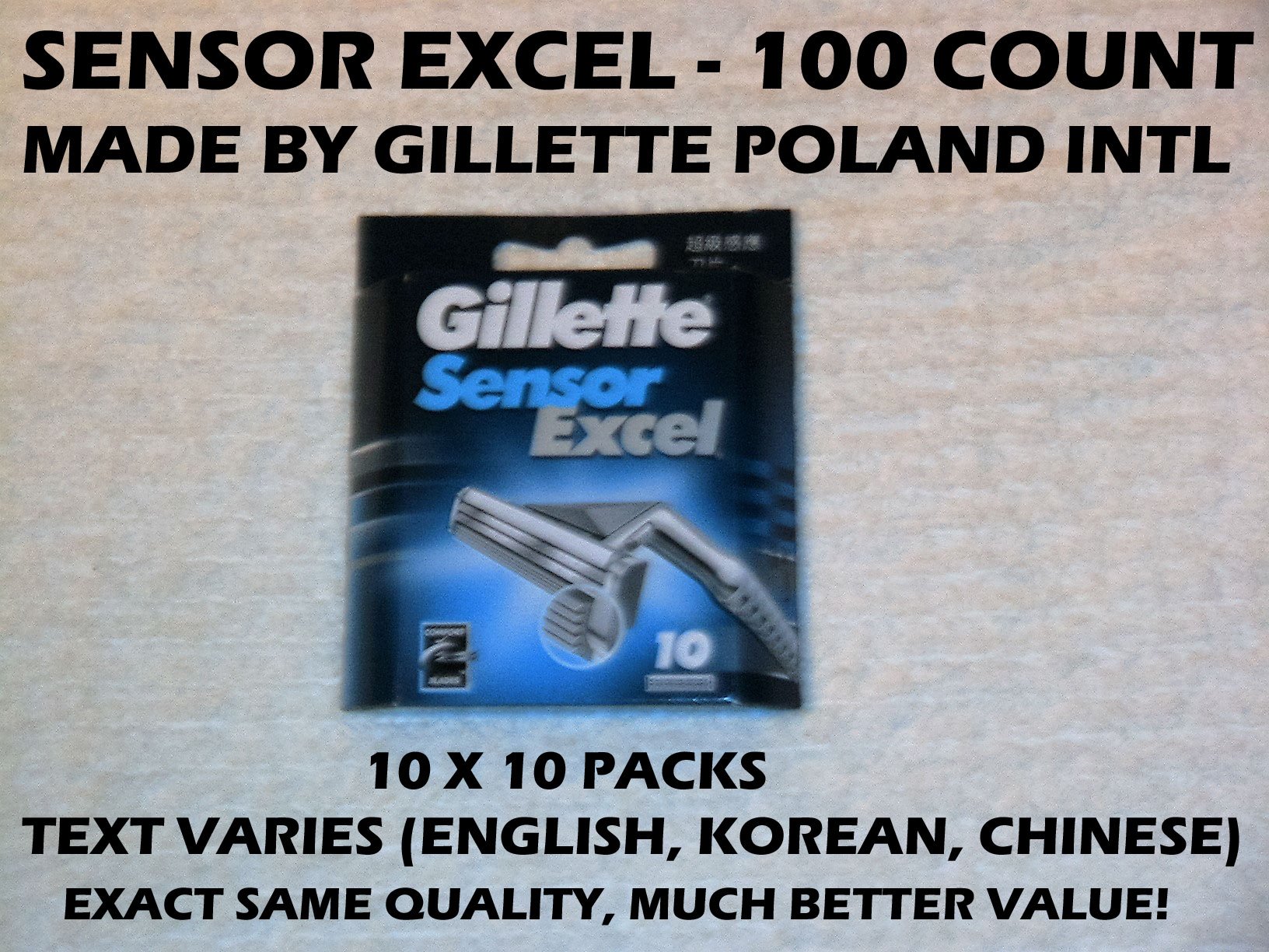 Gillette Sensor Excel Razor Blade Refills - 100 Count | Compatible with Gillette Sensor Excel Razors | Smooth Shaving for Men's Facial Hair & Body Grooming