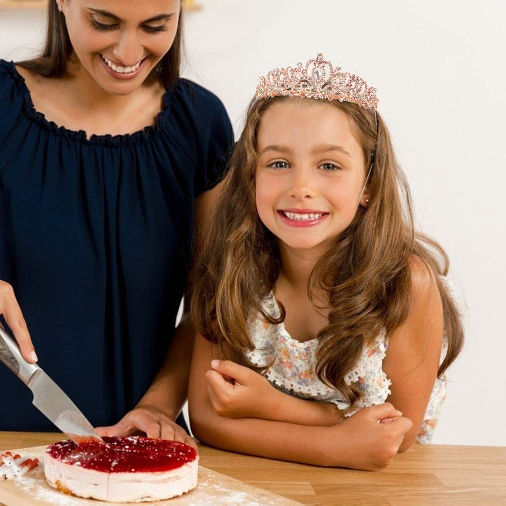 Elegant Crystal Rose Gold Tiara for Women - Birthday Queen Crown with Combs & Sash | Princess Party Hair Accessories for Women & Girls | Perfect for Birthday Celebrations, Pageants, Weddings & Special Occasions