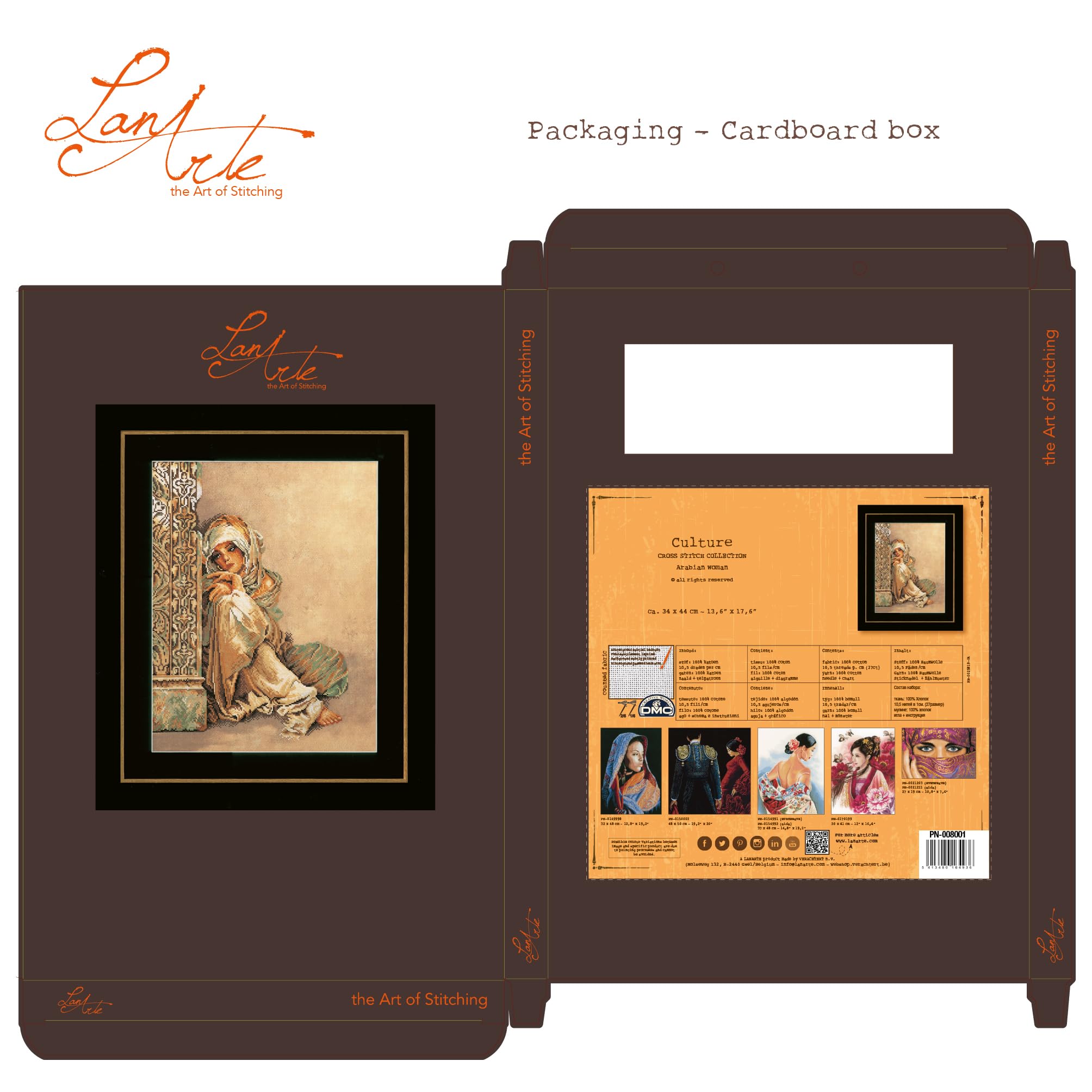 Lanarte Counted Cross Stitch Kit - Arabian Woman Embroidery Set for Beginners & Experts | Perfect for Home Decor, Wall Art & DIY Craft Projects